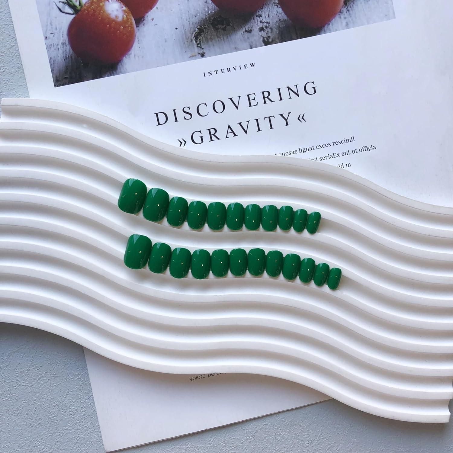 Uñas Postizas Cortas KQueenest Verde Turquesa Reutilizables