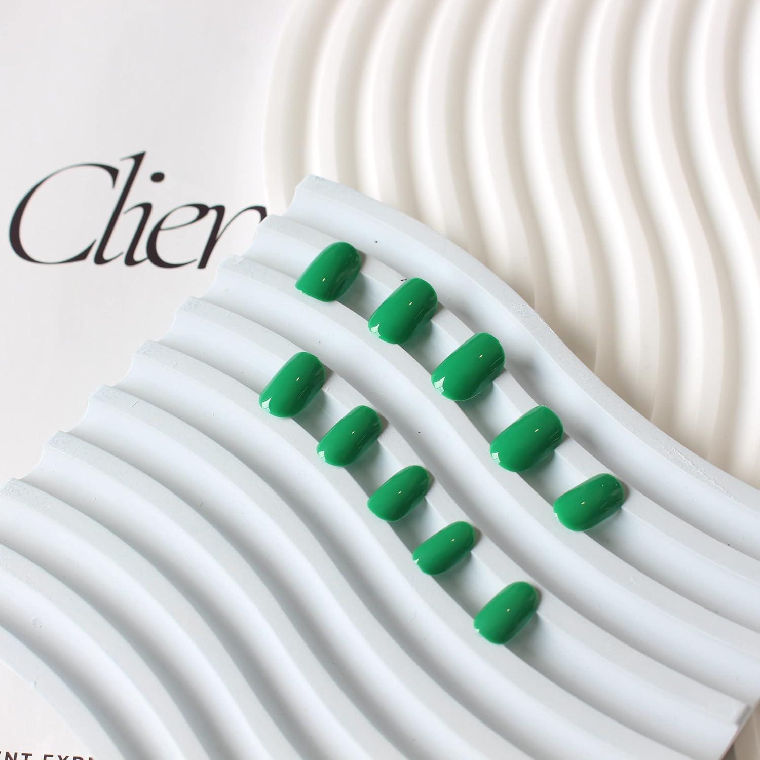 Uñas Postizas Cortas KQueenest Verde Turquesa Reutilizables