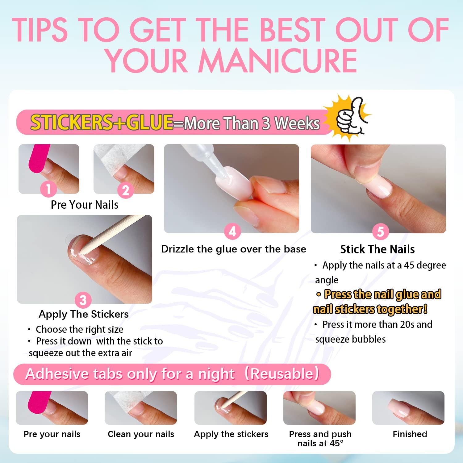 Uñas Postizas Cortas KQueenest Verde Turquesa Reutilizables