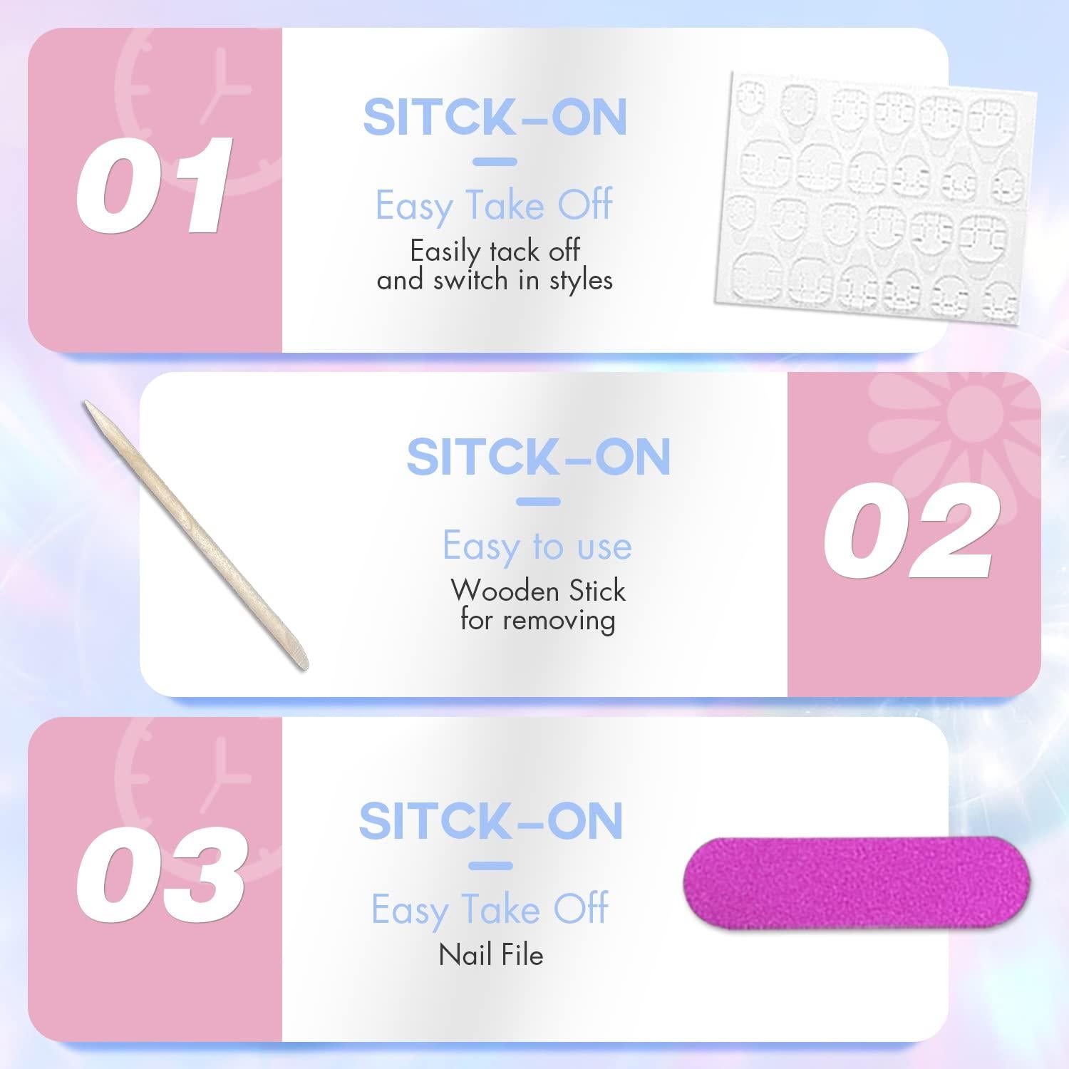 Uñas Postizas Cortas KQueenest Verde Turquesa Reutilizables