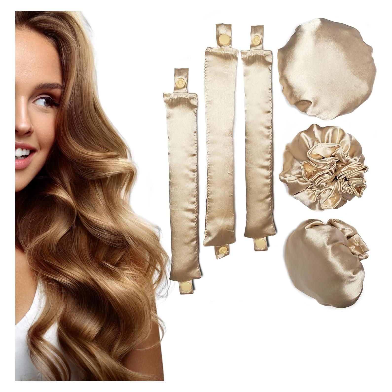 Rizador de Cabello Sin Calor Ariuvor 6PCS Beige - Rulos Suaves