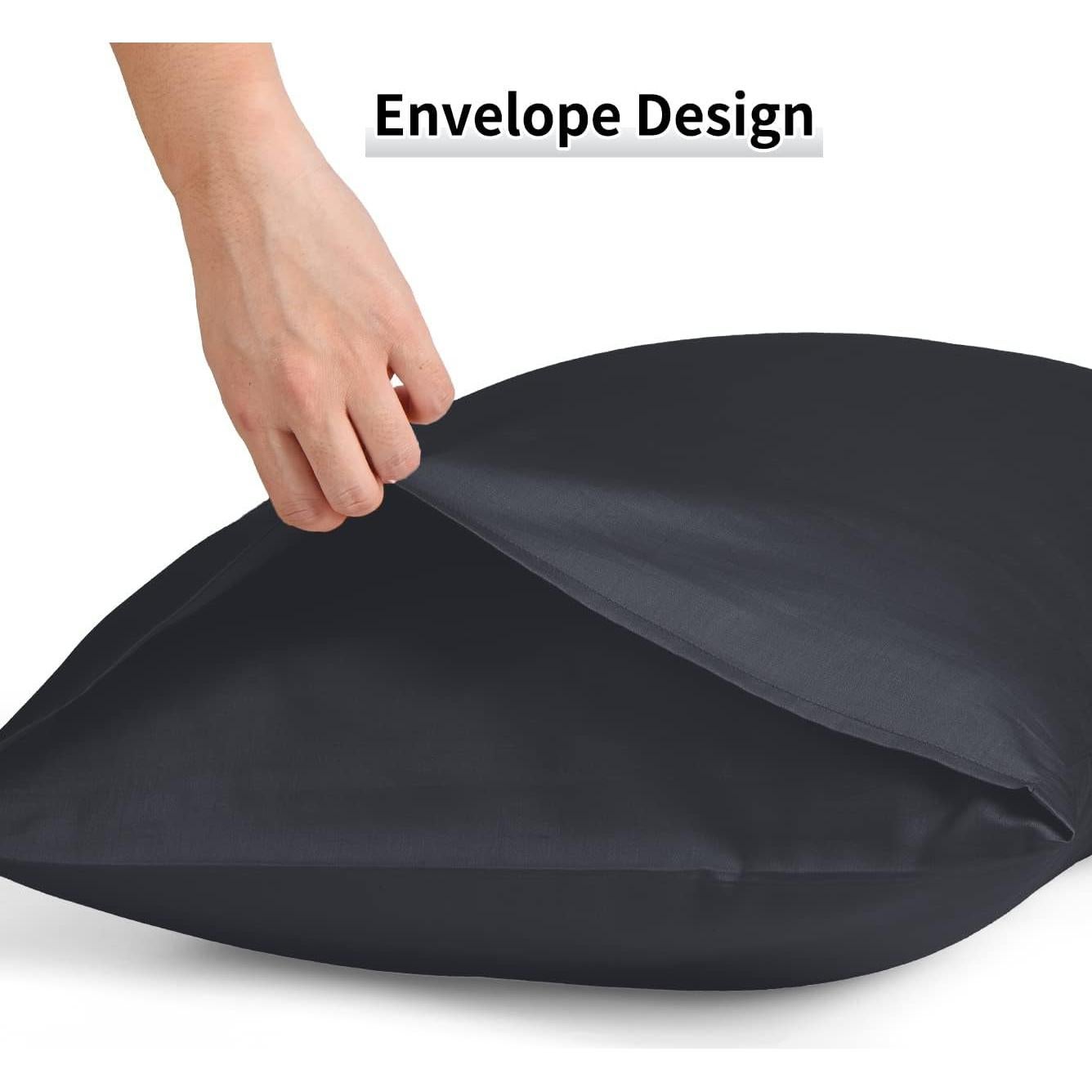 Juego de Fundas de Almohada Warmstar 100% Algodón King 600 Hilos Negro