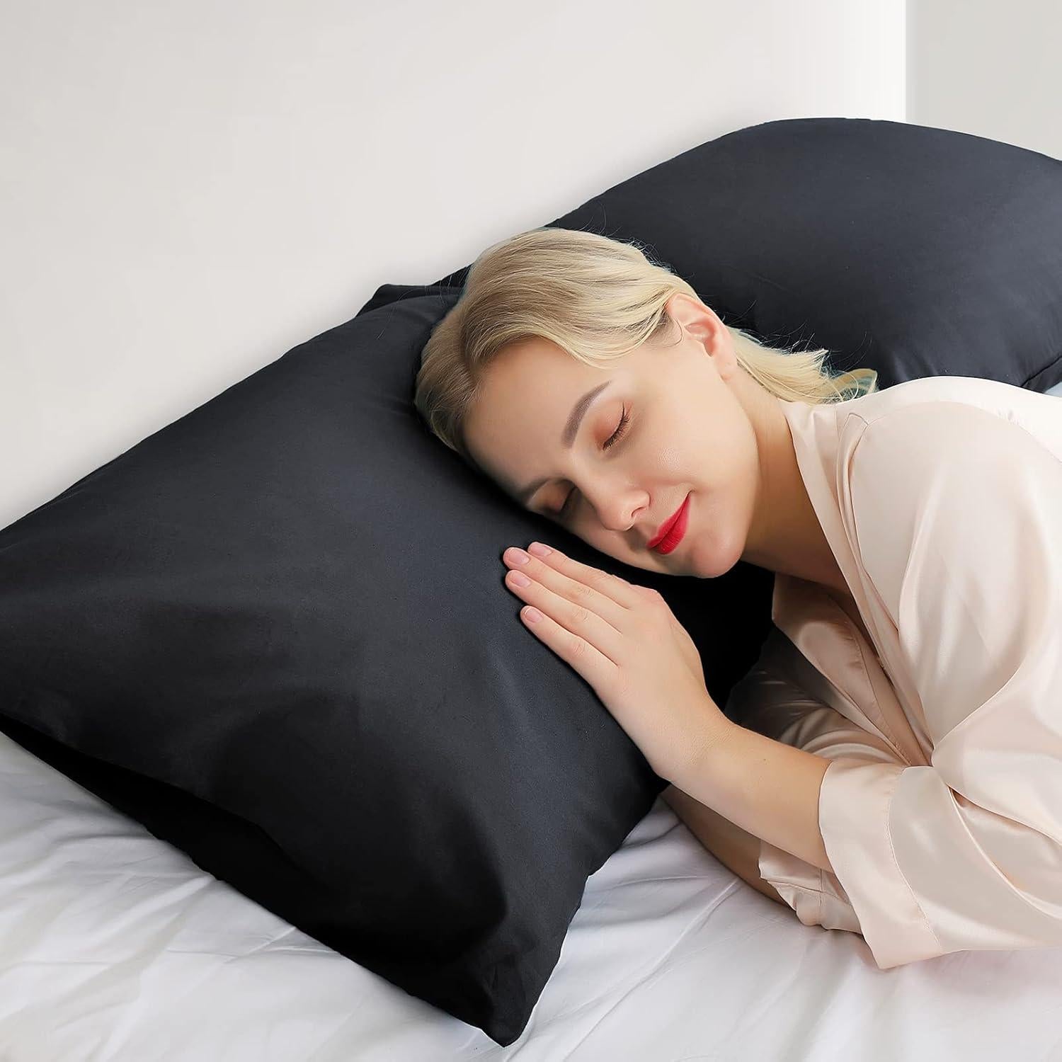 Juego de Fundas de Almohada Warmstar 100% Algodón King 600 Hilos Negro