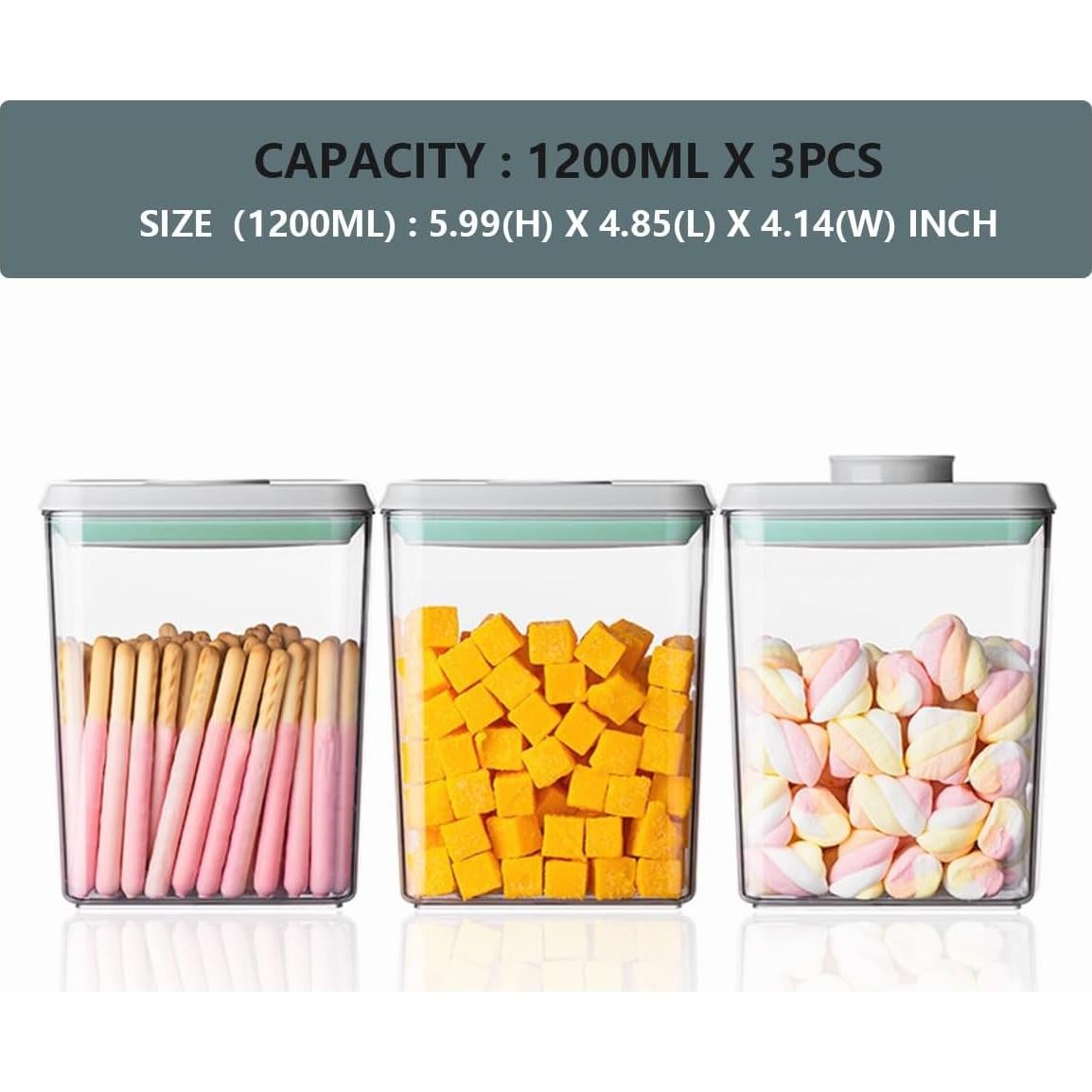 Juego de 3 Contenedores de Almacenamiento Herméticos 1200ml Haivebo