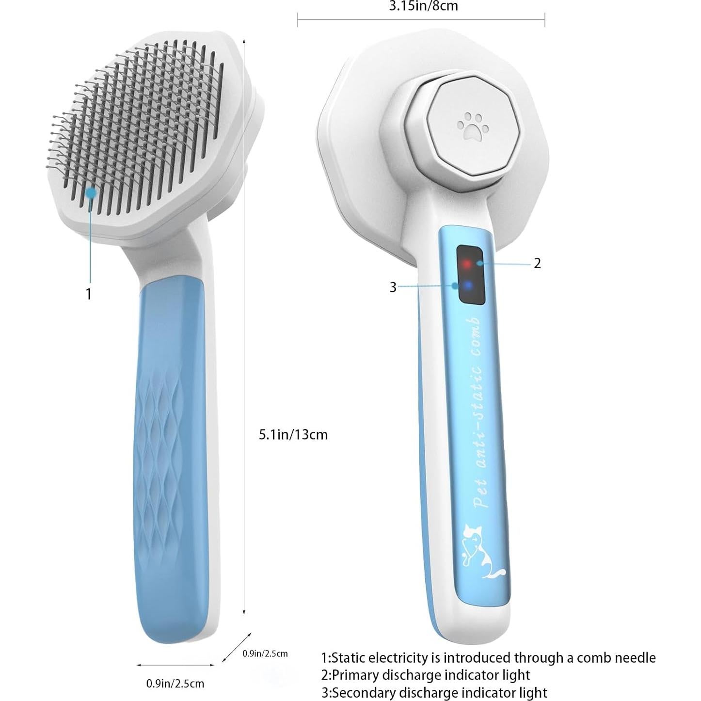 Cepillo Autolimpiante Antiestático para Mascotas Enjoy Fashion - Azul