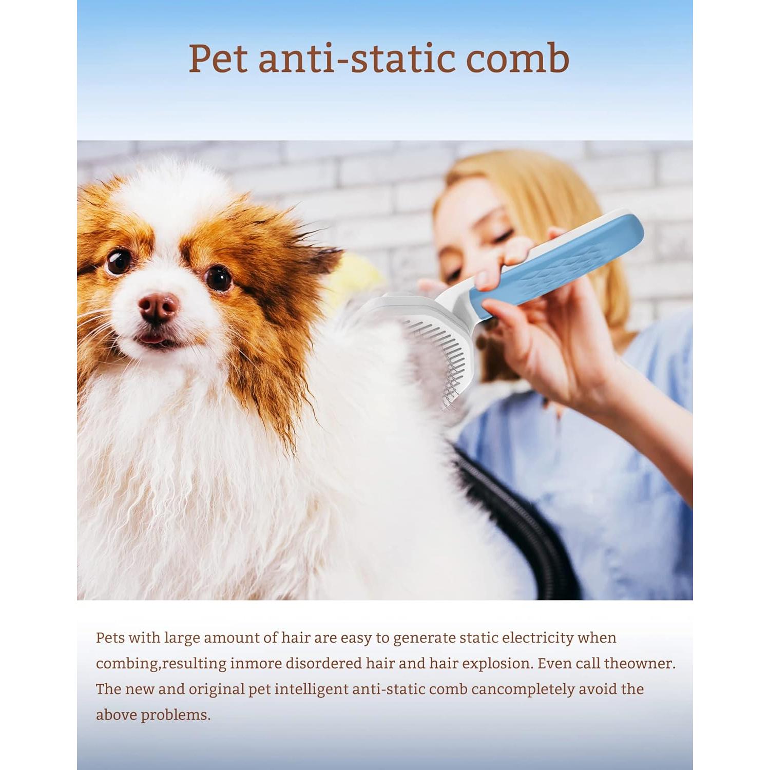 Cepillo Autolimpiante Antiestático para Mascotas Enjoy Fashion - Azul