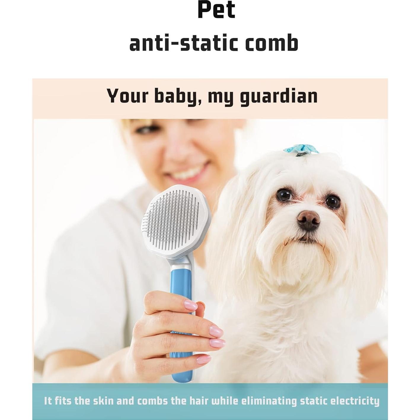 Cepillo Autolimpiante Antiestático para Mascotas Enjoy Fashion - Azul