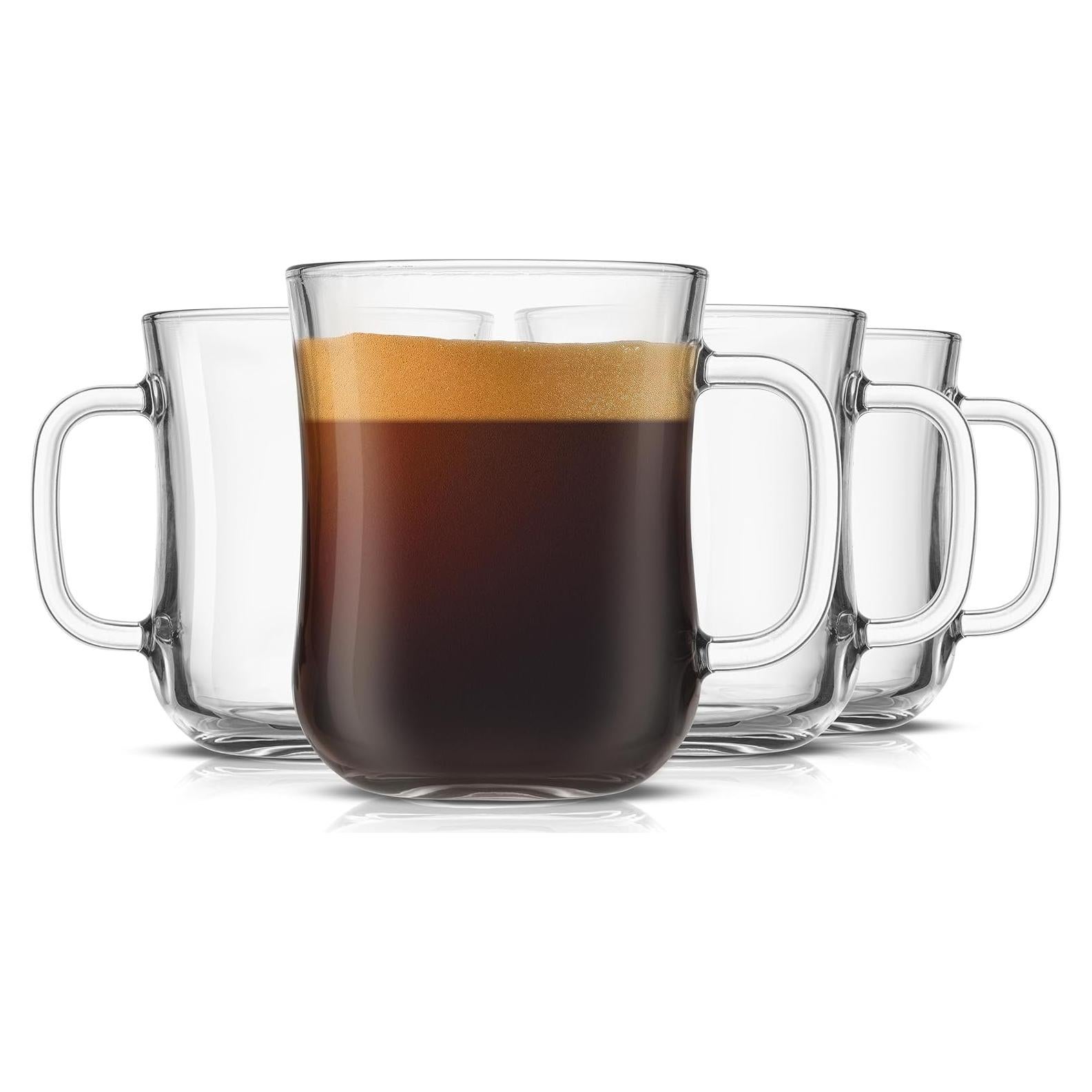 Juego de 4 Tazas de Café de Vidrio JoyJolt 15.5oz Apto Lavavajillas