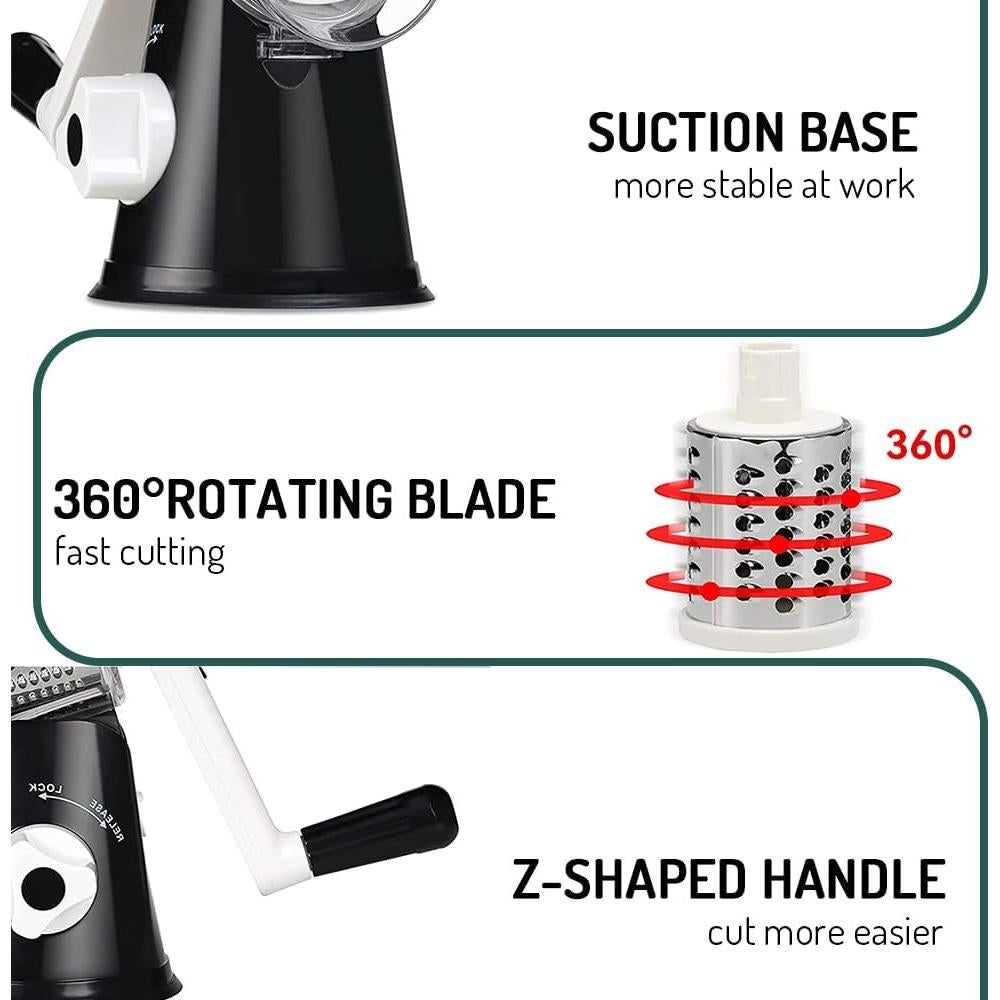 Rallador de Queso Rotatorio Maxceysen 3 en 1 Acero Inoxidable