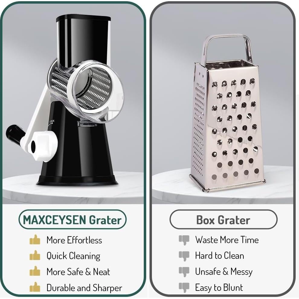 Rallador de Queso Rotatorio Maxceysen 3 en 1 Acero Inoxidable