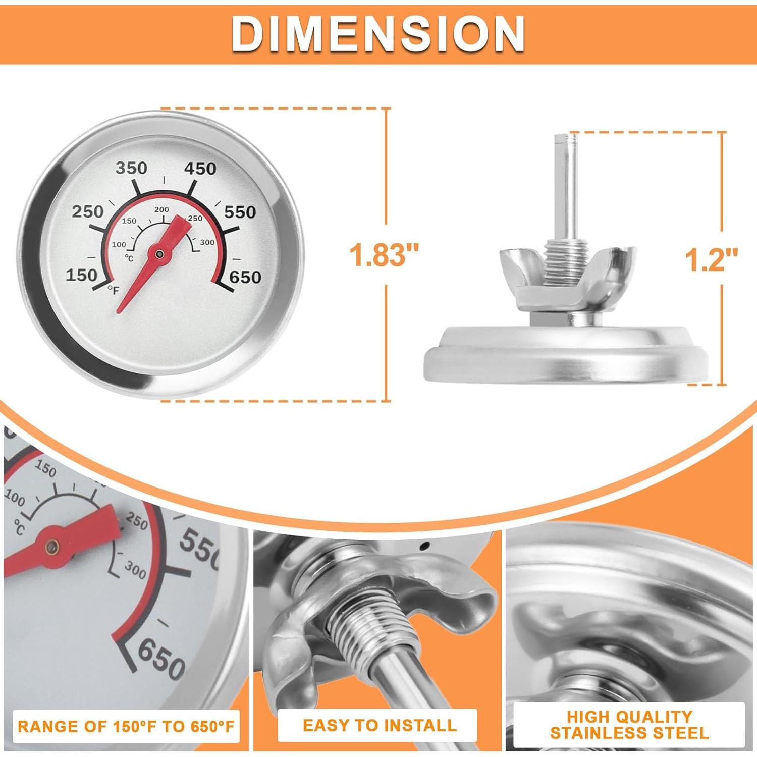Medidor de Temperatura de Tapa PETKAO 1.8" para Parrilla Charbroil