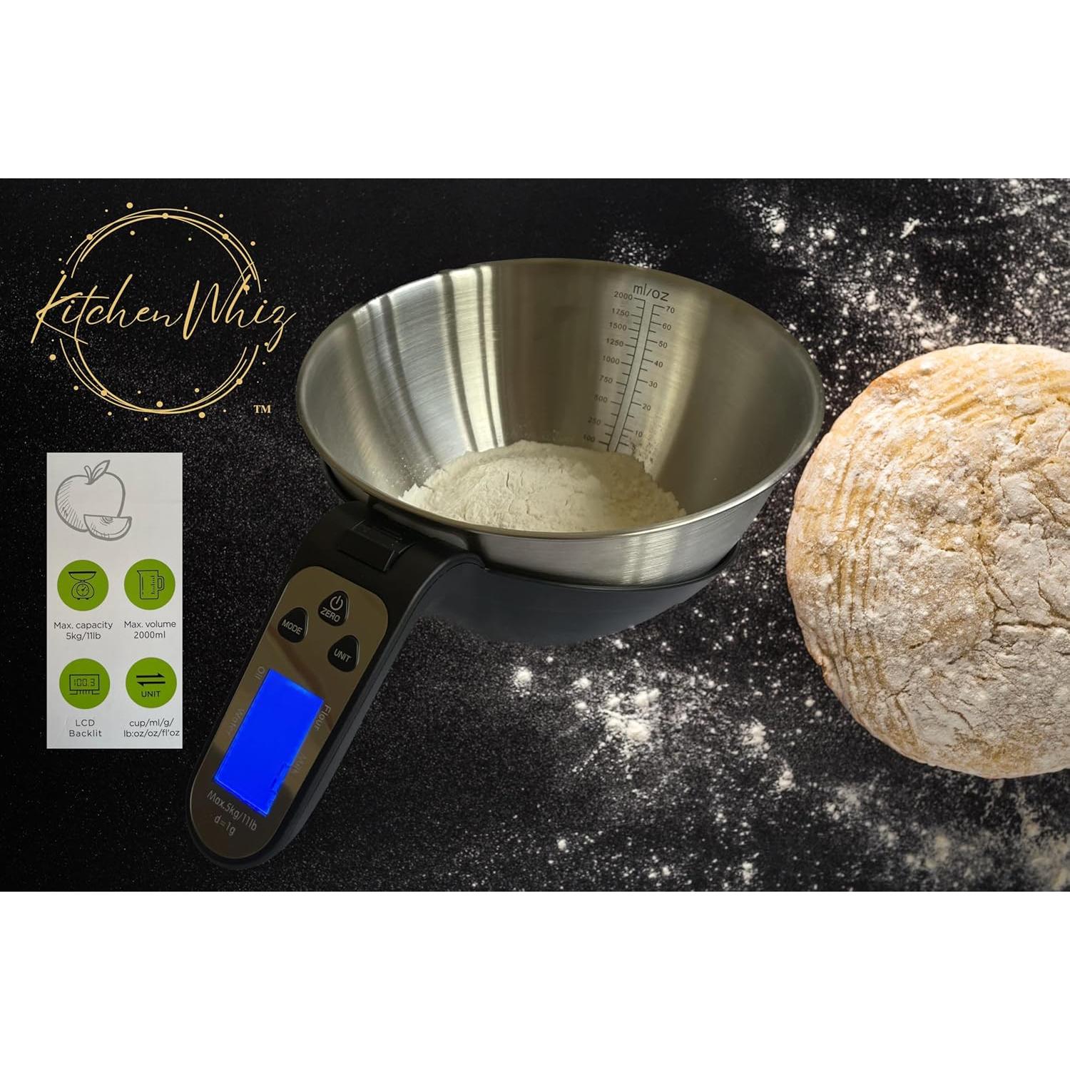 Báscula de Cocina Digital KitchenWhiz con Tazón Acero Inoxidable