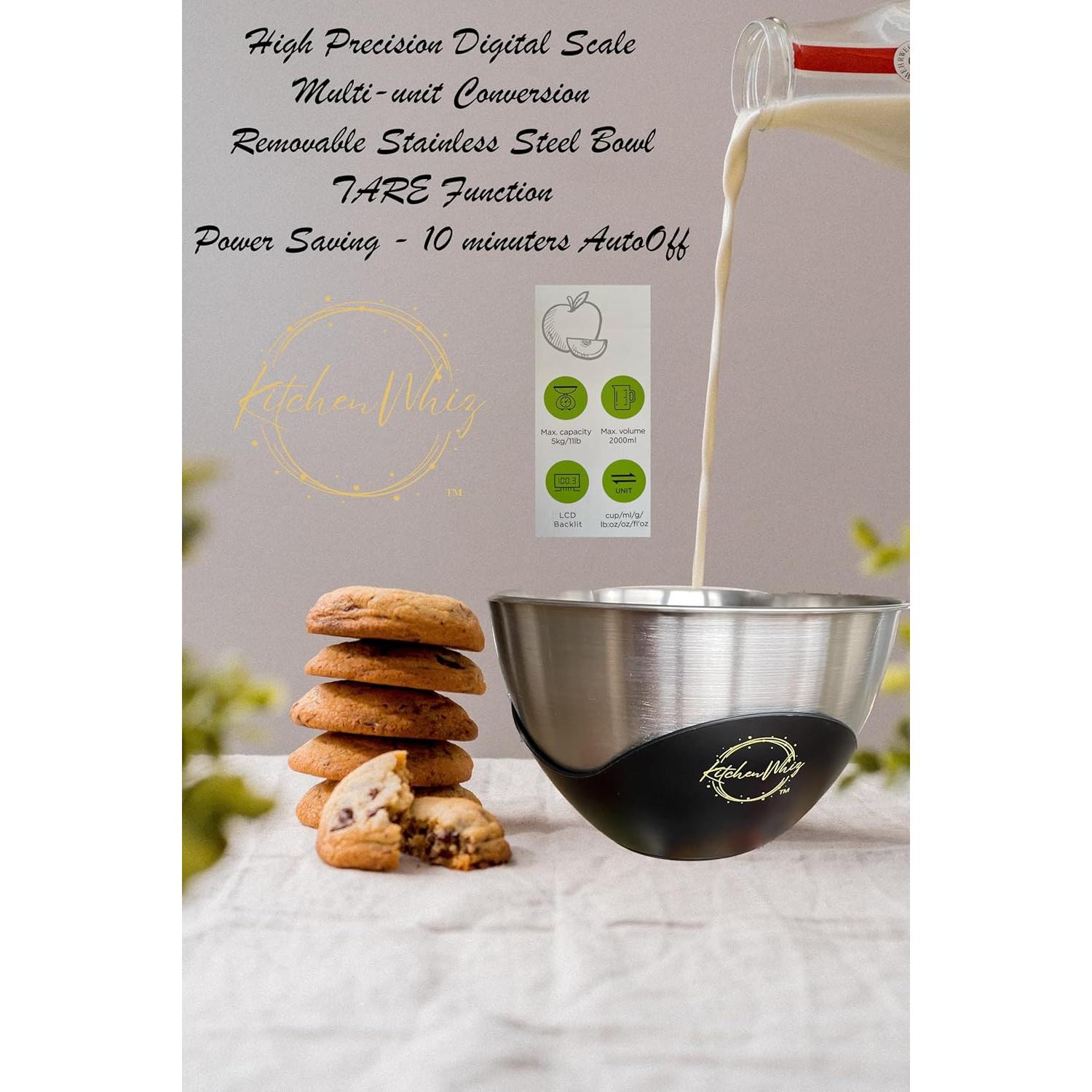 Báscula de Cocina Digital KitchenWhiz con Tazón Acero Inoxidable