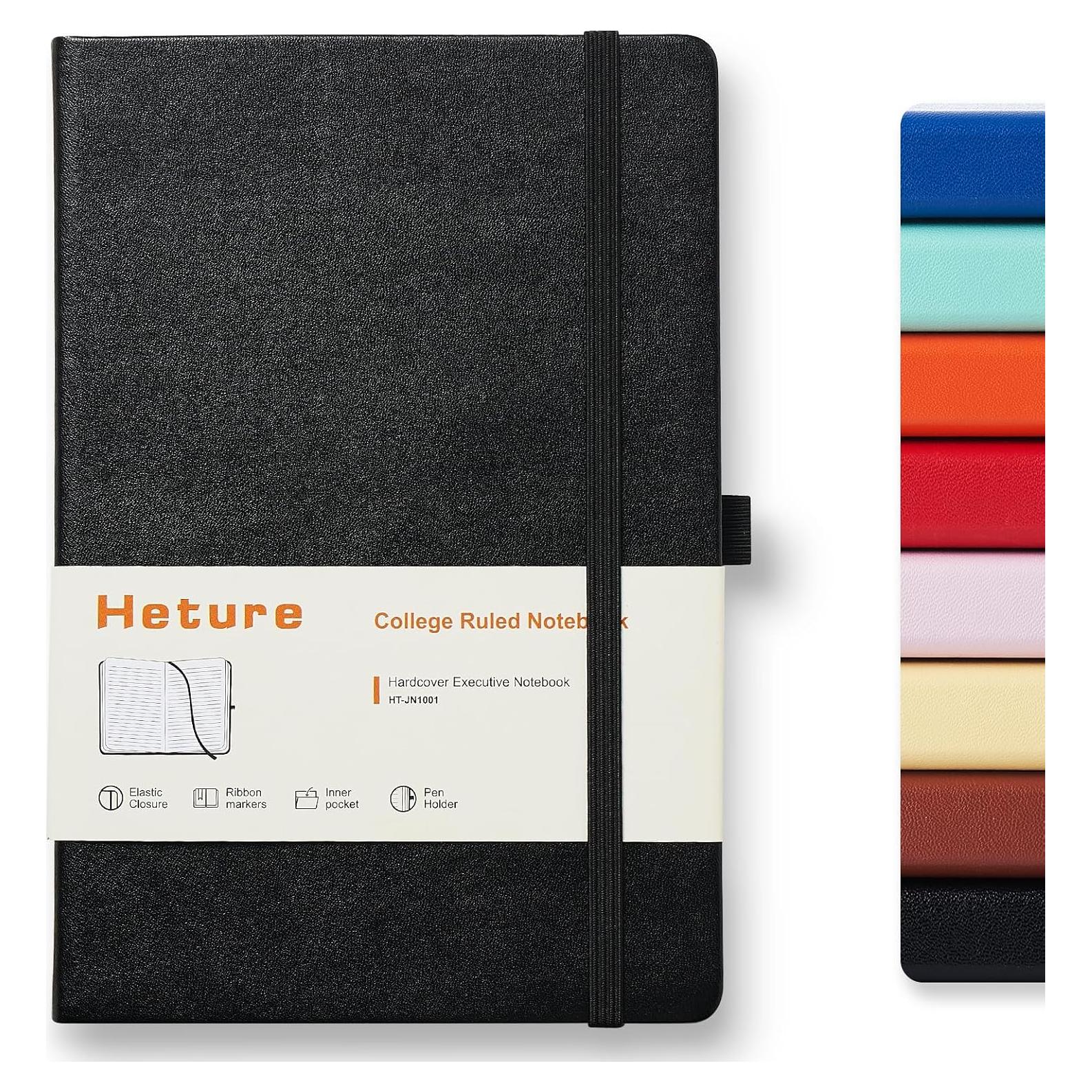 Cuaderno A5 tapa dura Heture negro 160 páginas 14x21 cm