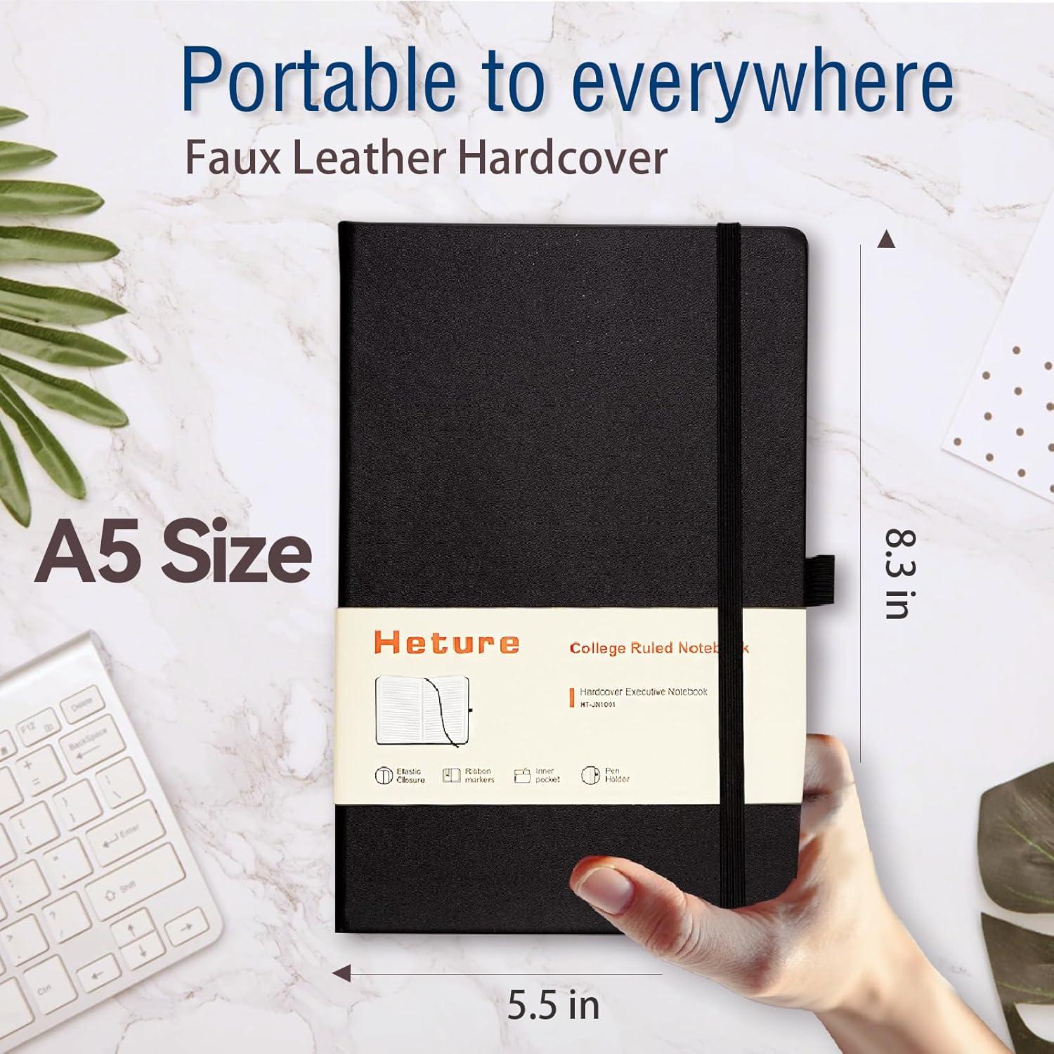 Cuaderno A5 tapa dura Heture negro 160 páginas 14x21 cm