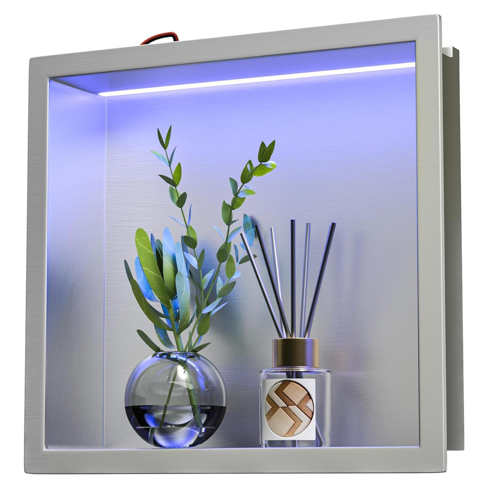 Nicho de Ducha LED RGB Bernkot 30.48x30.48 cm Acero Inoxidable