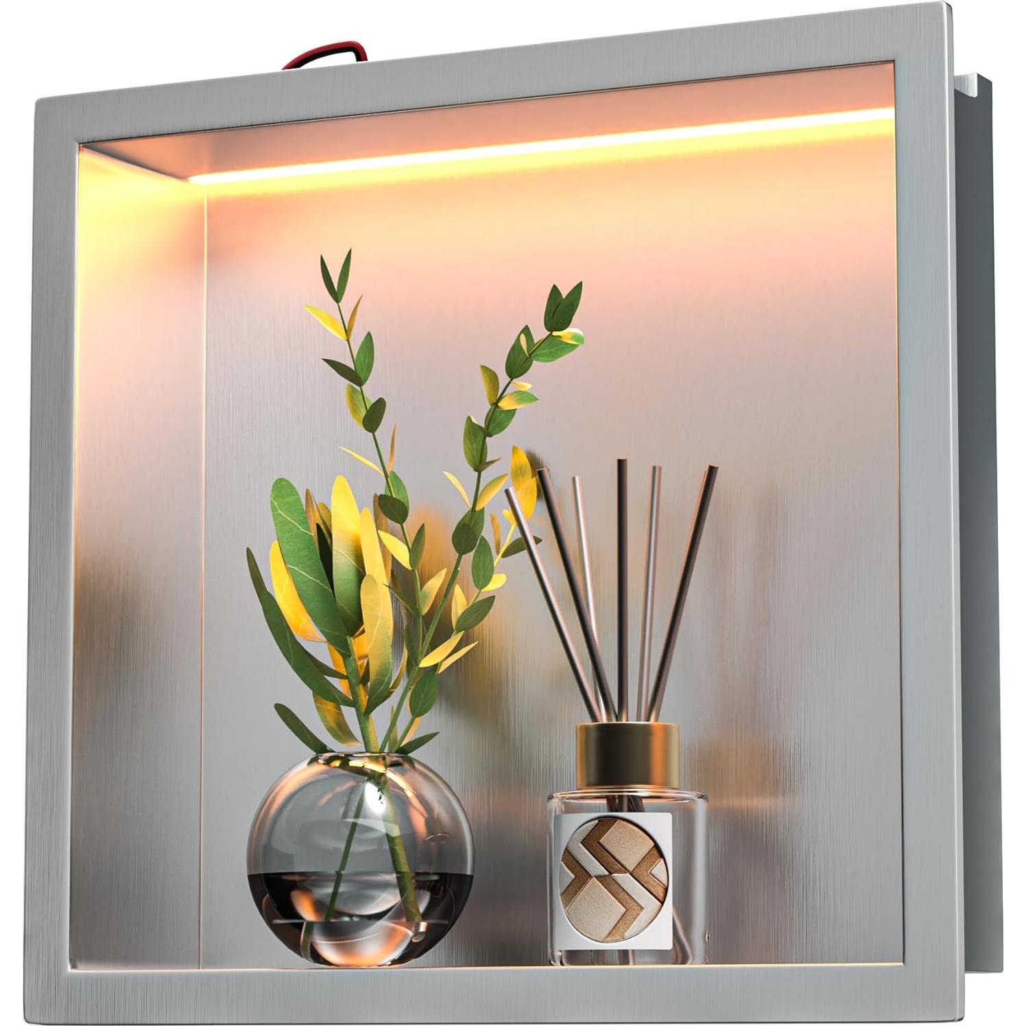 Nicho de Ducha LED RGB Bernkot 30.48x30.48 cm Acero Inoxidable