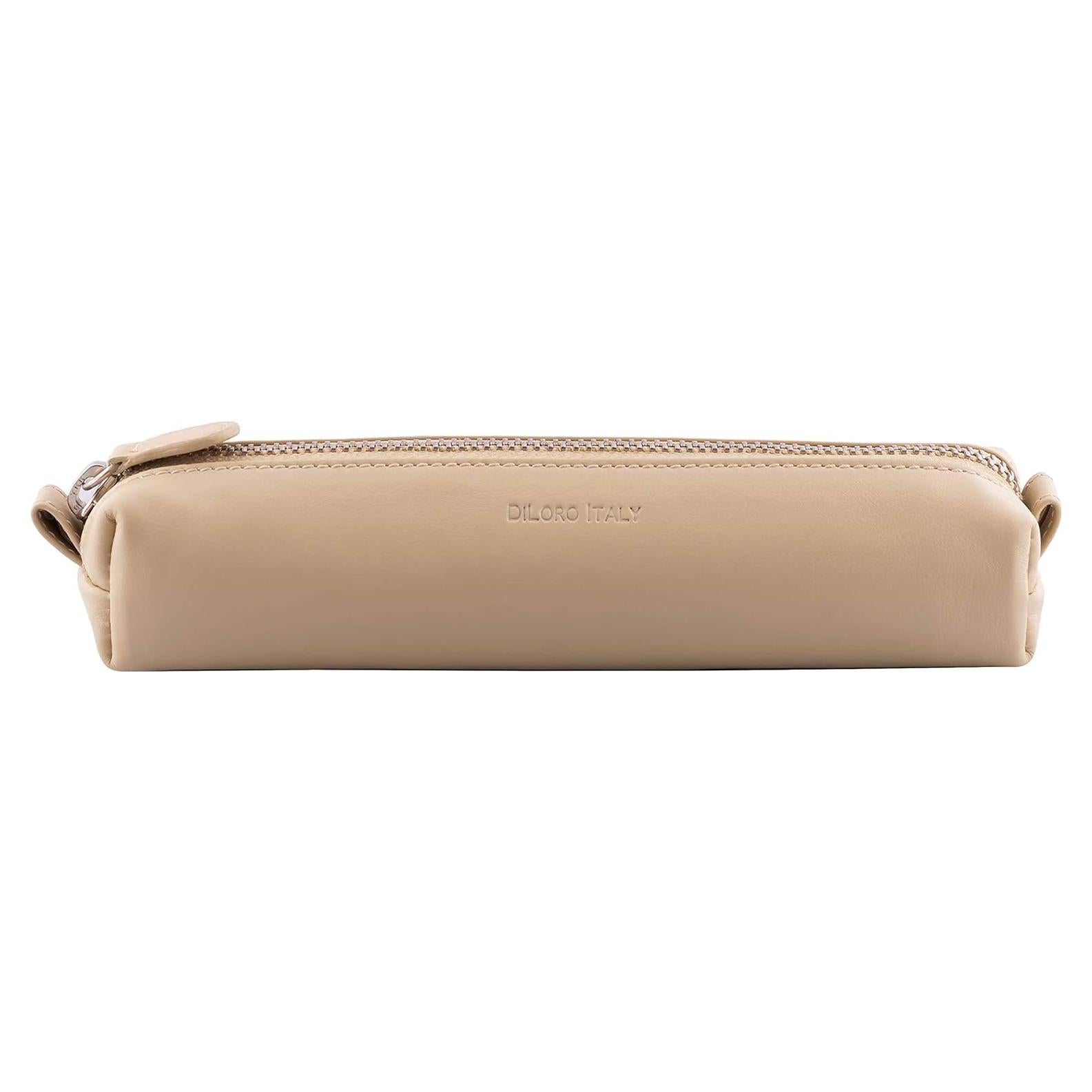 Estuche de cuero DiLoro beige para bolígrafos y lápices