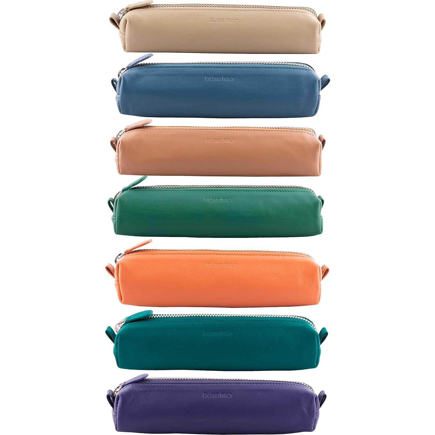 Estuche de cuero DiLoro beige para bolígrafos y lápices