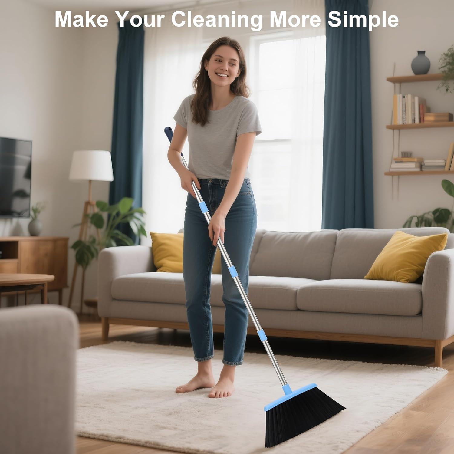 Juego de Escoba y Recogedor OLLSDIRE Azul 137.7 cm Mango Largo