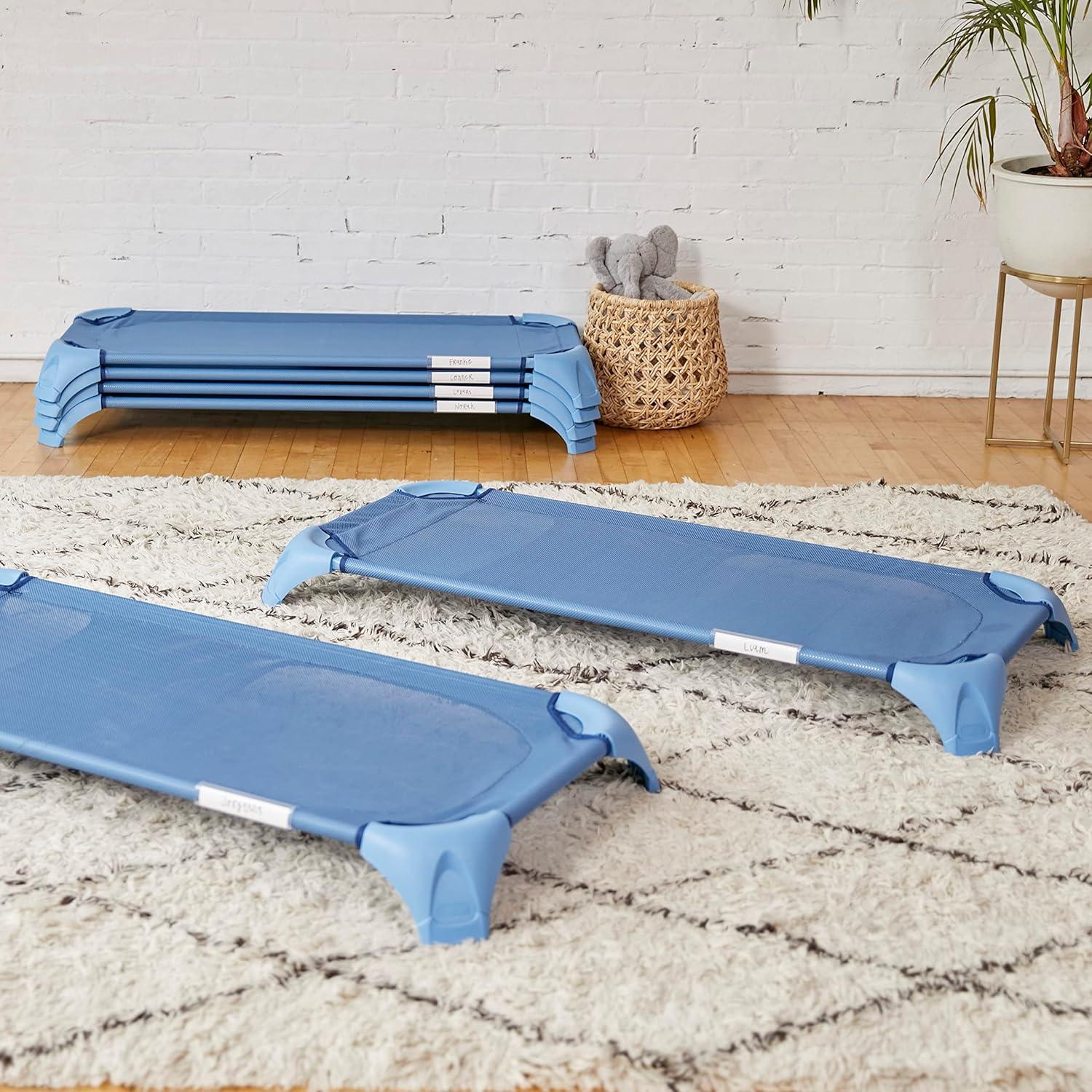 Cuna Apilable ECR4Kids Azul Polvo - Paquete de 6 para Aula