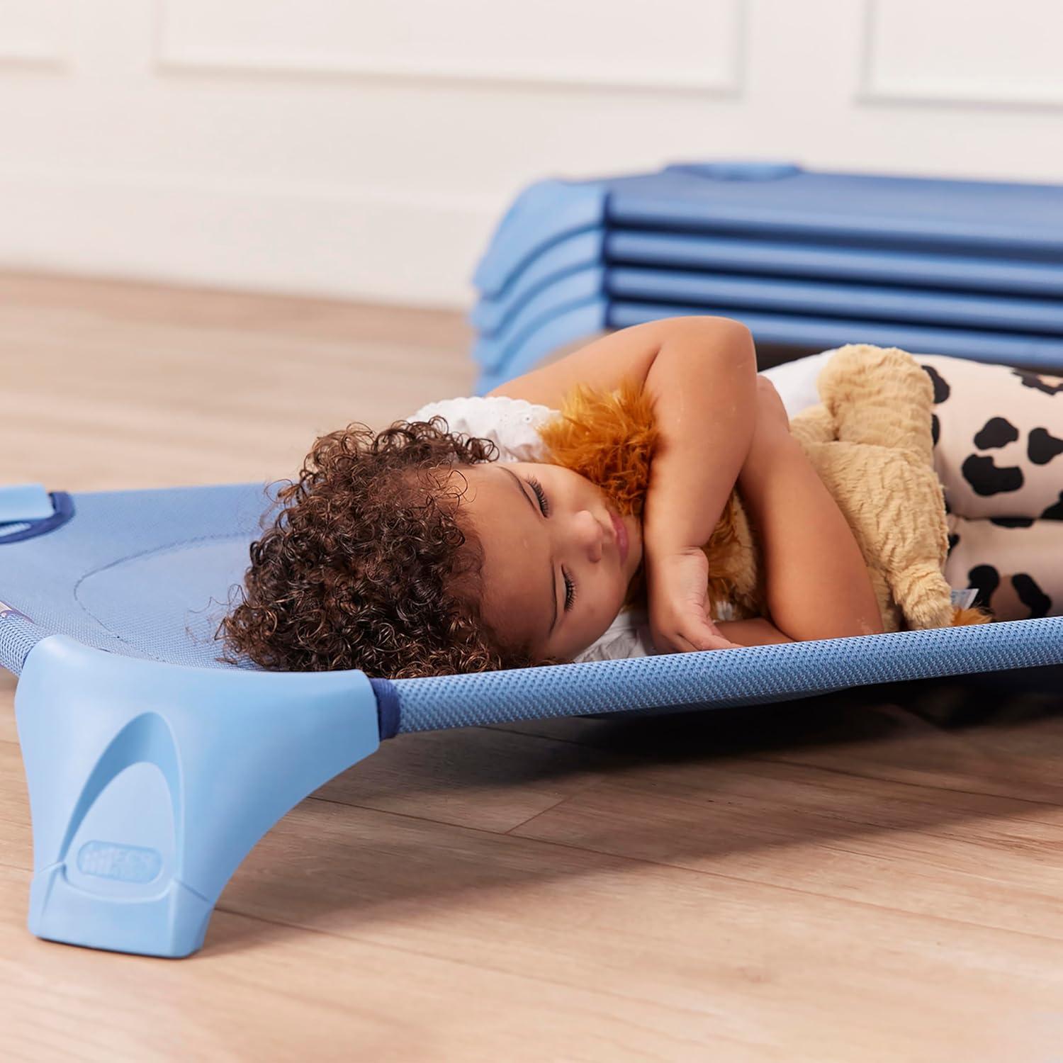 Cuna Apilable ECR4Kids Azul Polvo - Paquete de 6 para Aula