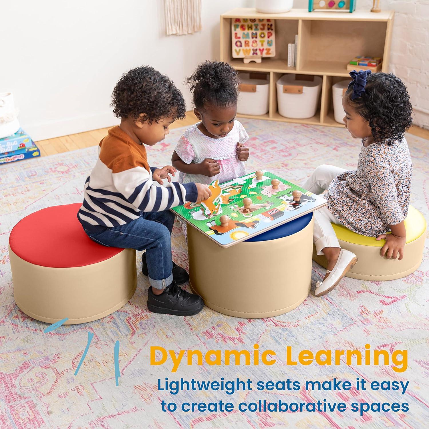 Conjunto de Taburetes Coloridos ECR4Kids SoftZone 3 Piezas