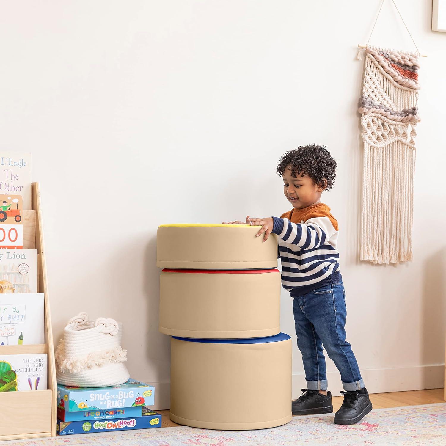 Conjunto de Taburetes Coloridos ECR4Kids SoftZone 3 Piezas