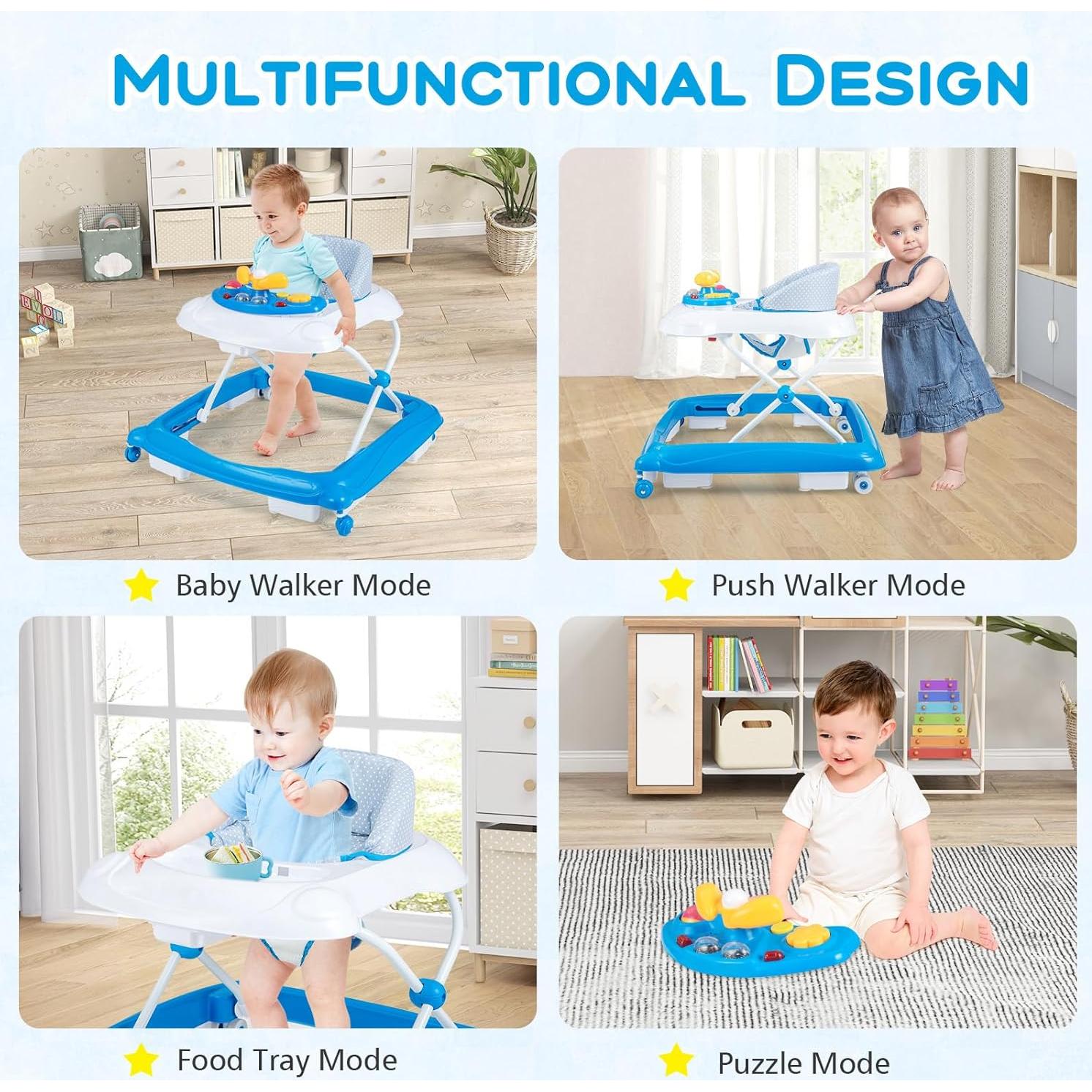 Andador Plegable 4 en 1 BABY JOY para Bebés Azul