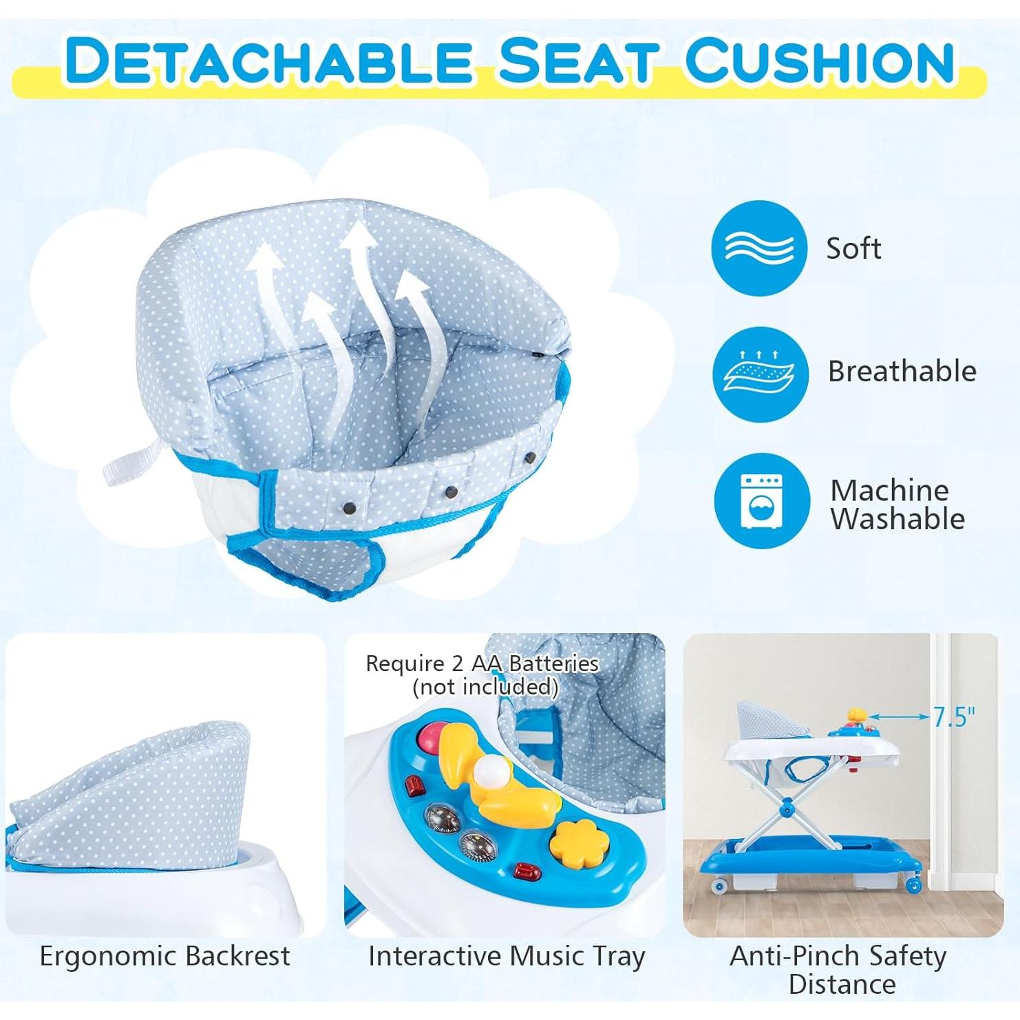 Andador Plegable 4 en 1 BABY JOY para Bebés Azul