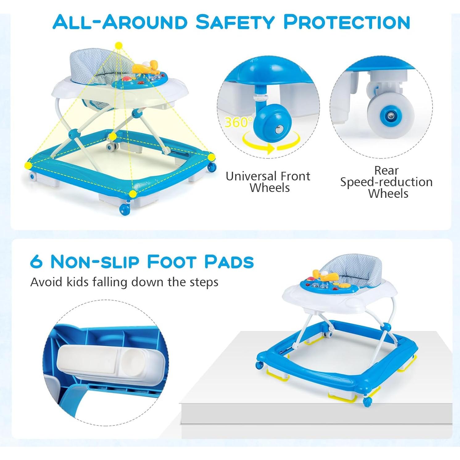 Andador Plegable 4 en 1 BABY JOY para Bebés Azul