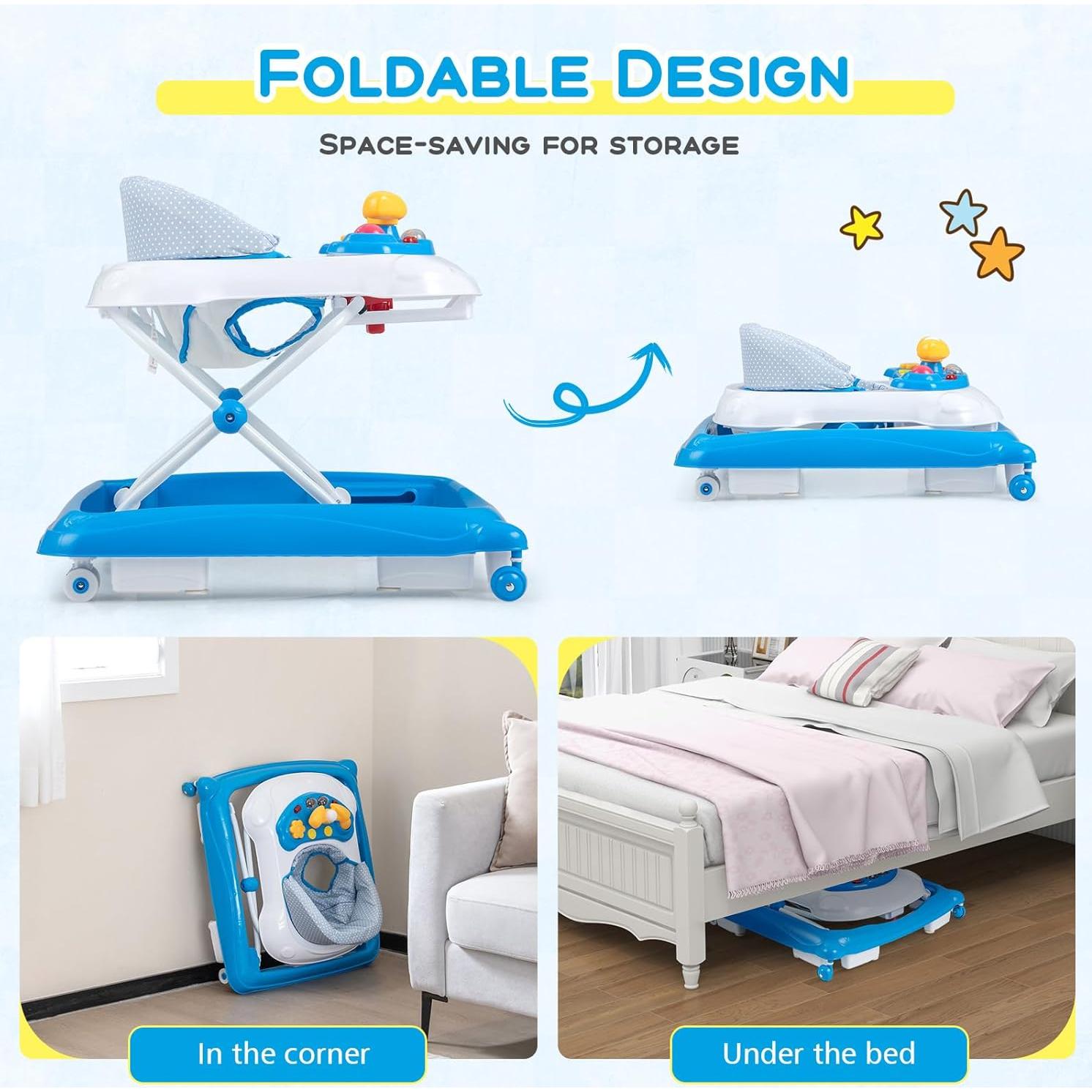 Andador Plegable 4 en 1 BABY JOY para Bebés Azul