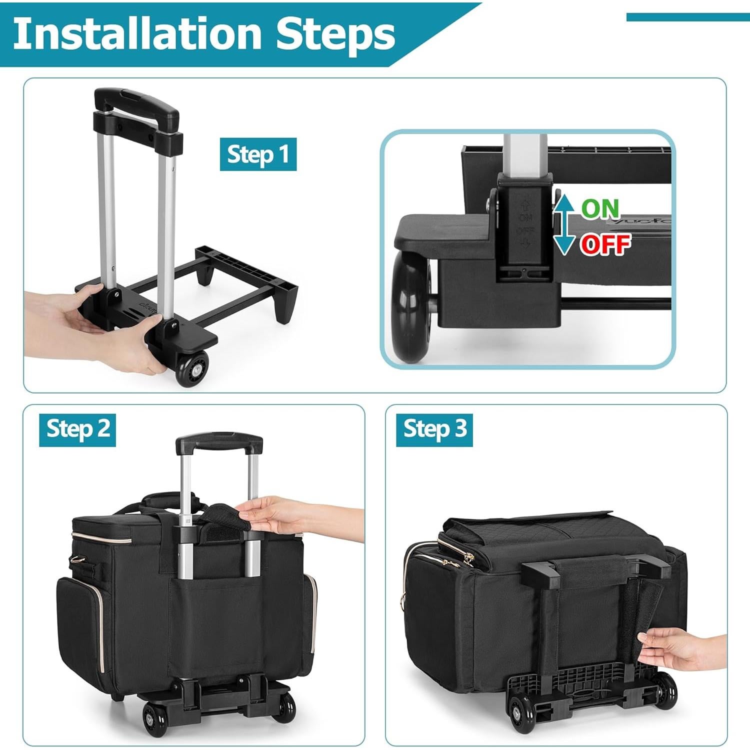 Estuche Rodante para Máquina de Coser LUXJA Negro 41.3x19.7x33cm