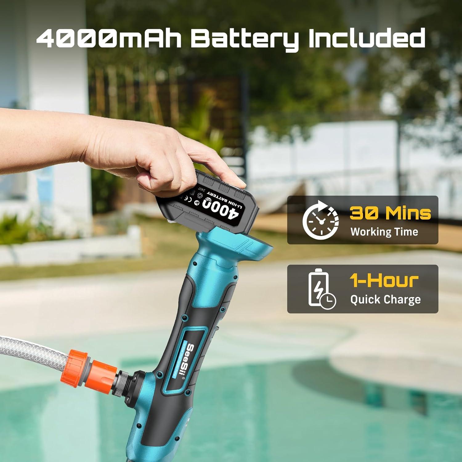 Bomba de Agua Inalámbrica SEESII 21V 4000mAh 720GPH 9.75m