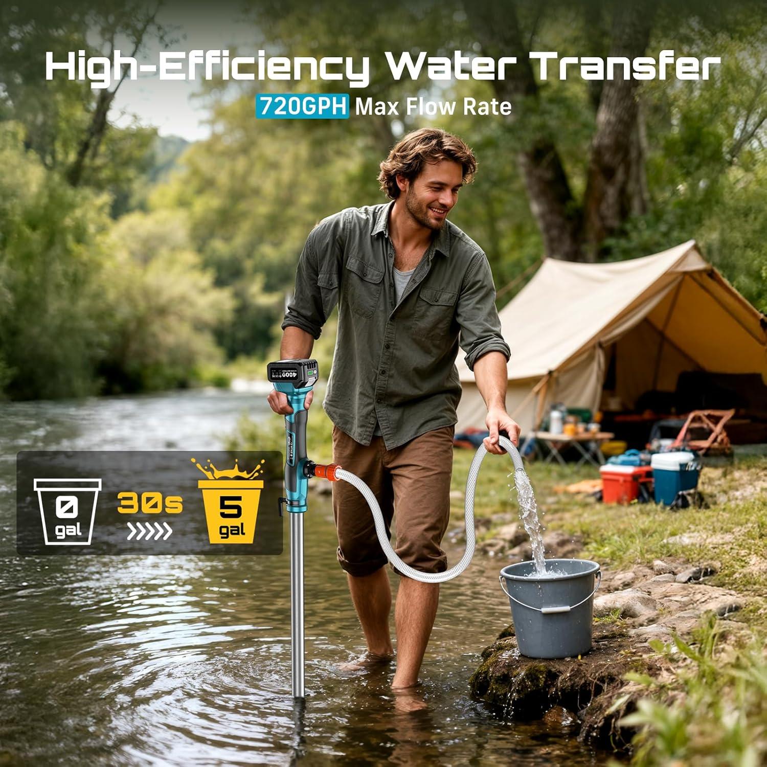 Bomba de Agua Inalámbrica SEESII 21V 4000mAh 720GPH 9.75m