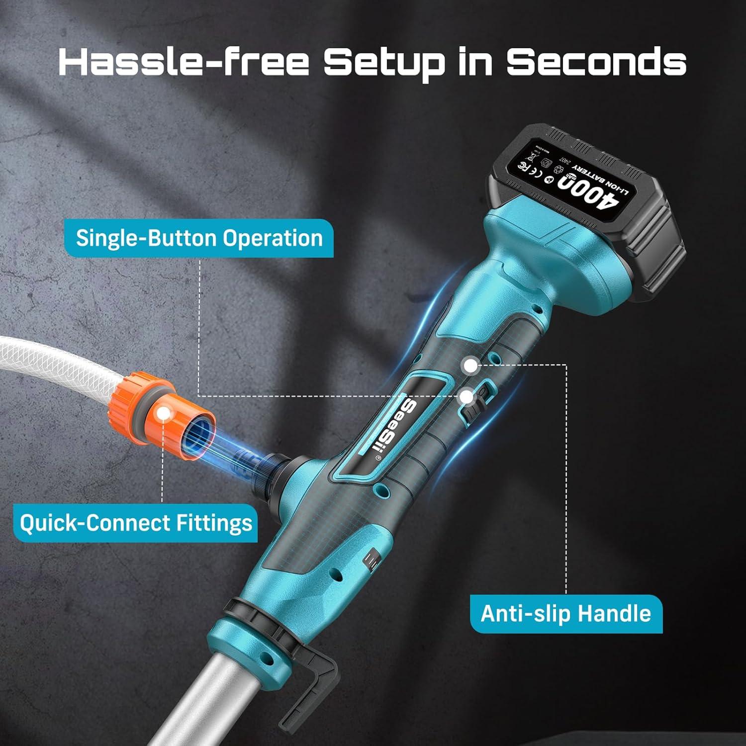 Bomba de Agua Inalámbrica SEESII 21V 4000mAh 720GPH 9.75m