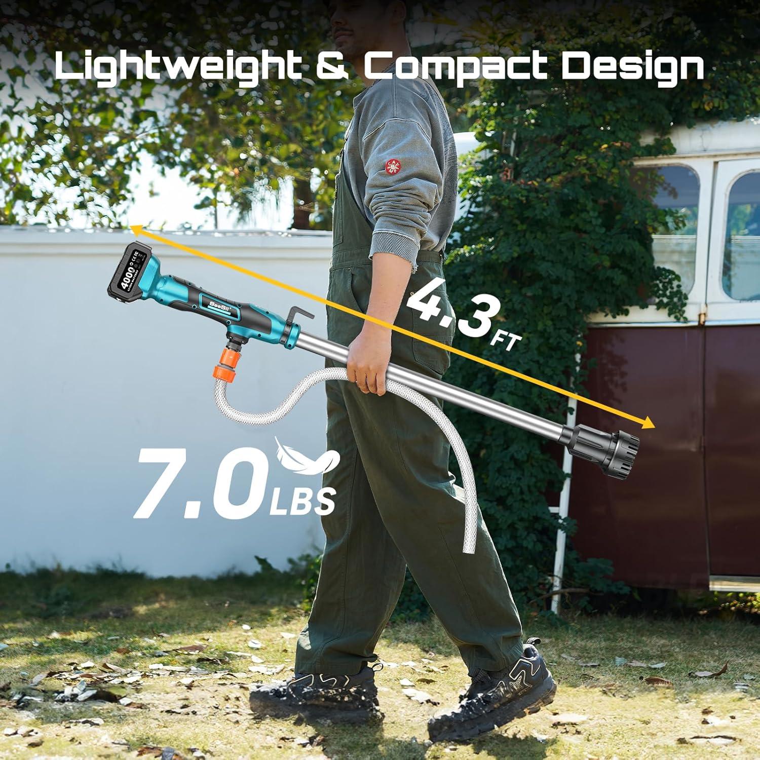 Bomba de Agua Inalámbrica SEESII 21V 4000mAh 720GPH 9.75m