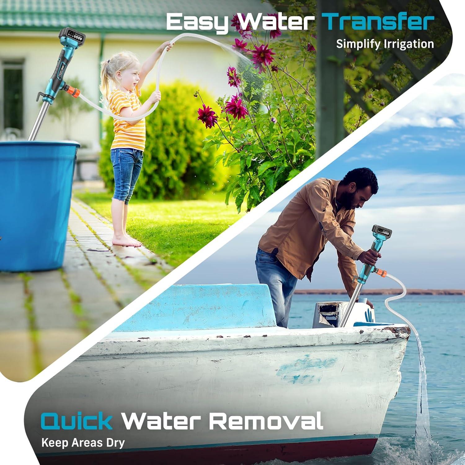 Bomba de Agua Inalámbrica SEESII 21V 4000mAh 720GPH 9.75m