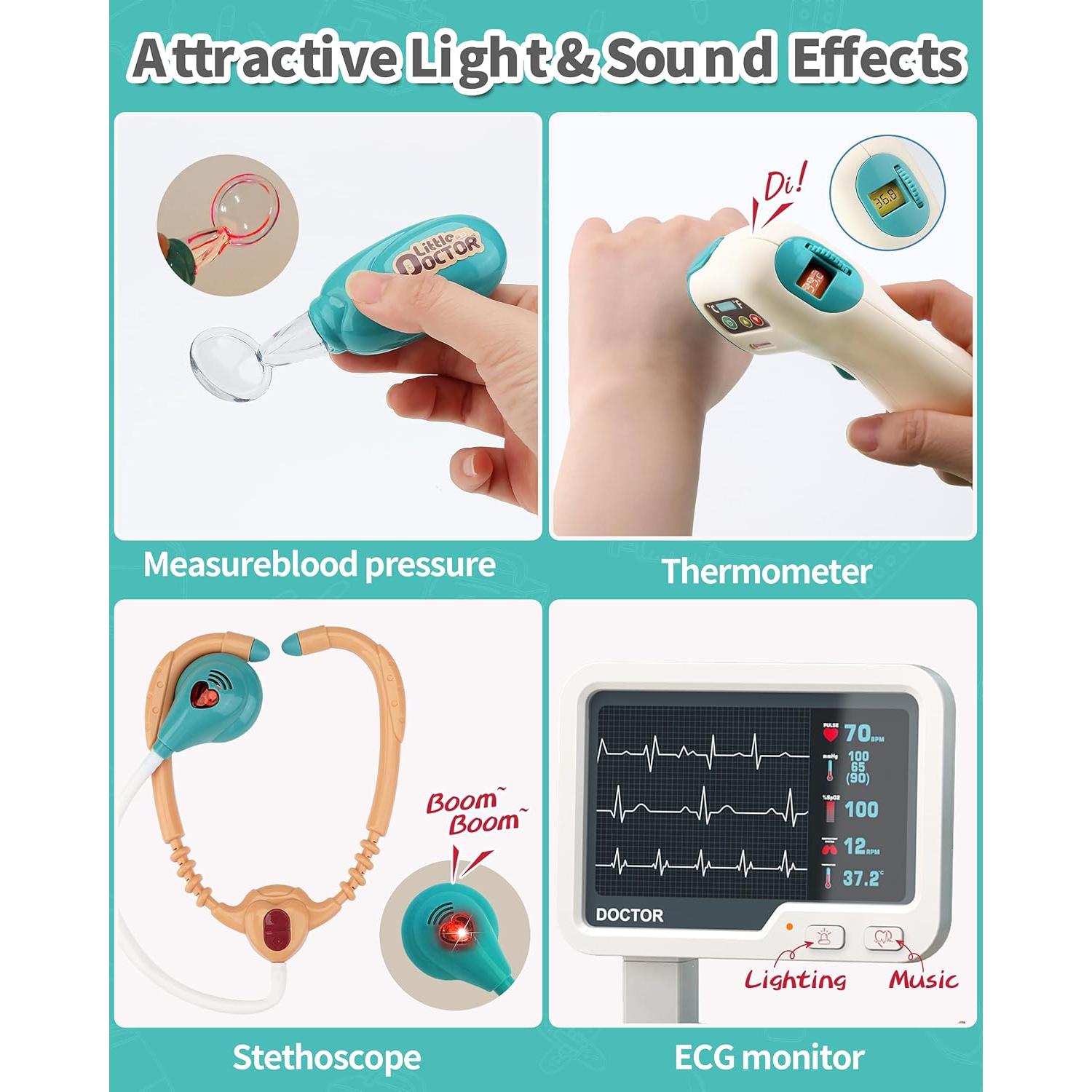 Kit Médico de Doctor para Niños Jovow 3 a 8 Años con Sonido