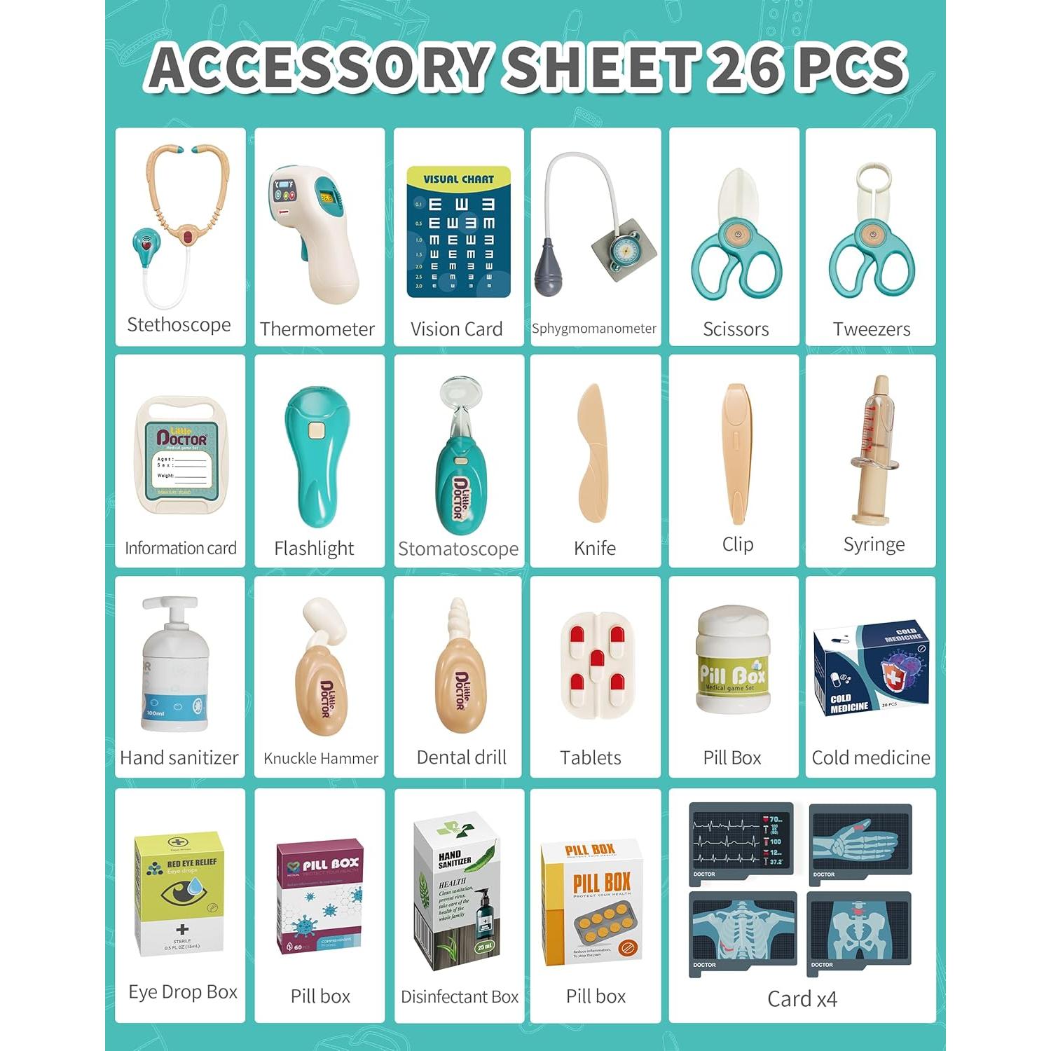 Kit Médico de Doctor para Niños Jovow 3 a 8 Años con Sonido