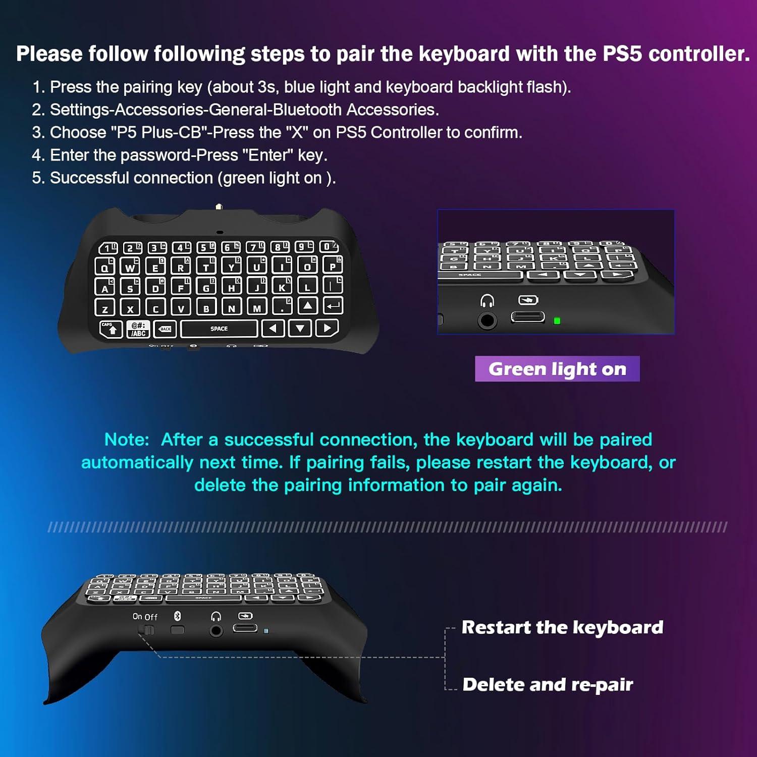 Teclado Inalámbrico TiMOVO para PS5 con Retroiluminación RGB