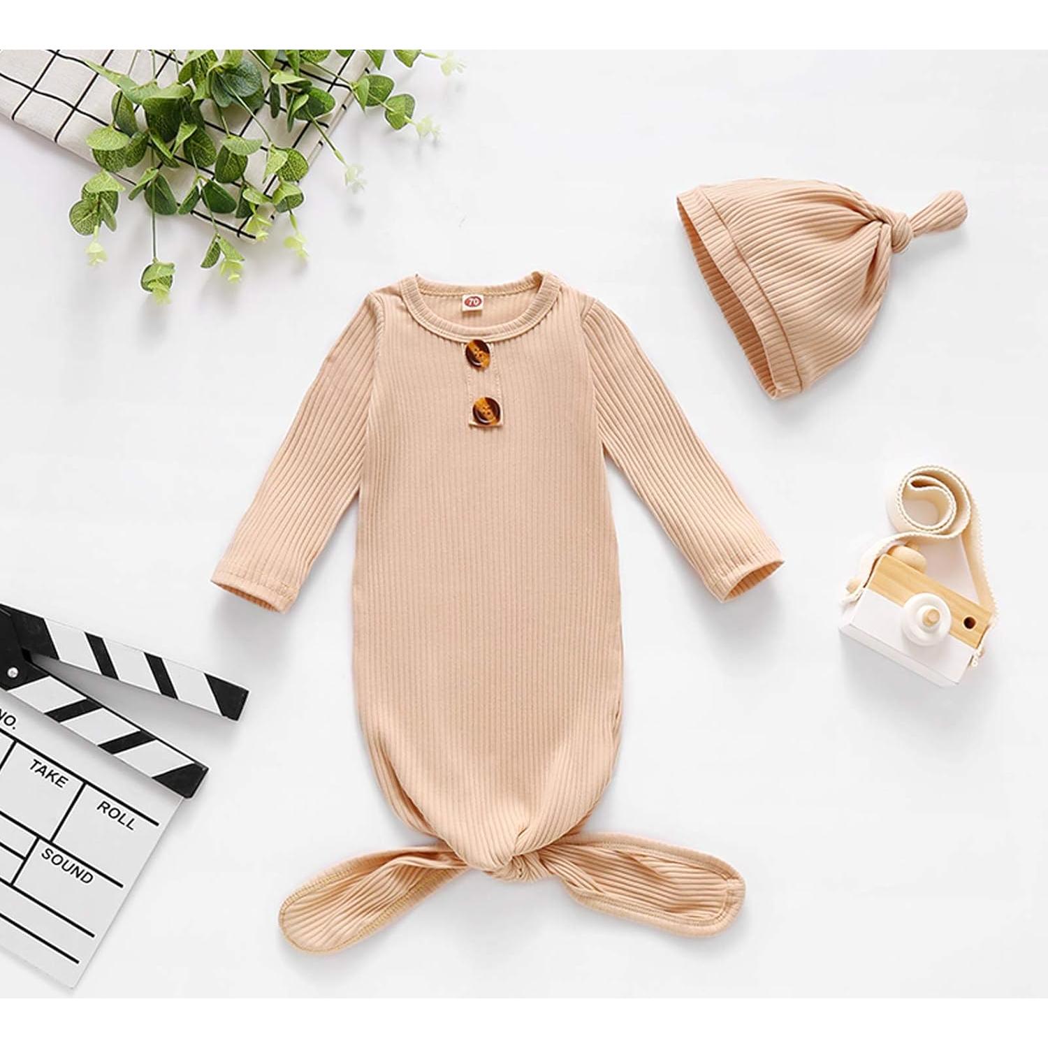 BASKOPA Gown de Dormir Unisex 0-6 Meses con Gorra