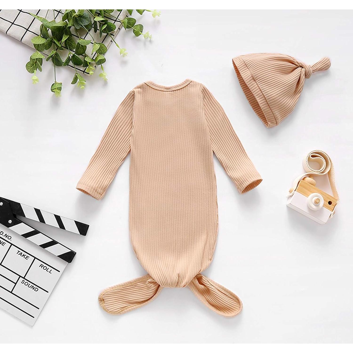 BASKOPA Gown de Dormir Unisex 0-6 Meses con Gorra