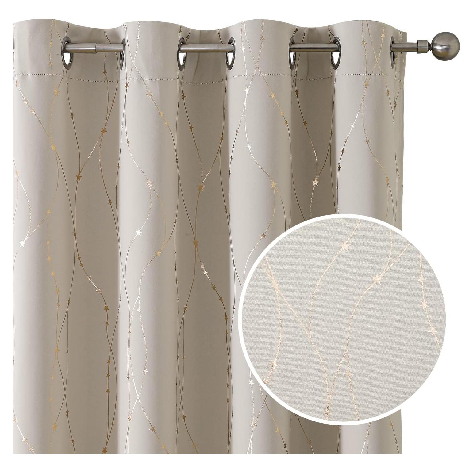 Cortinas Opacas SMILE WEAVER 132x160 cm Beige Dorado 2 Paneles