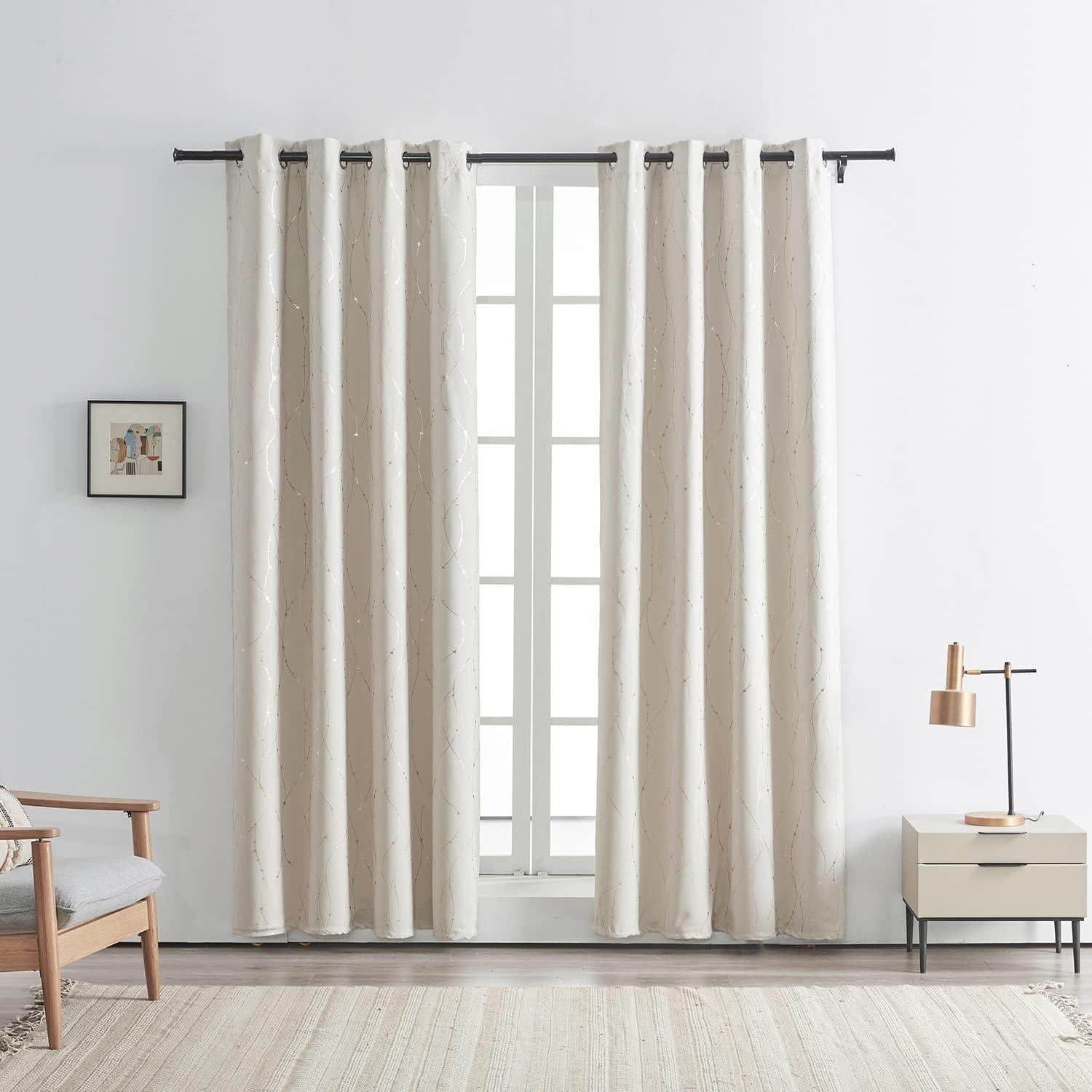 Cortinas Opacas SMILE WEAVER 132x160 cm Beige Dorado 2 Paneles