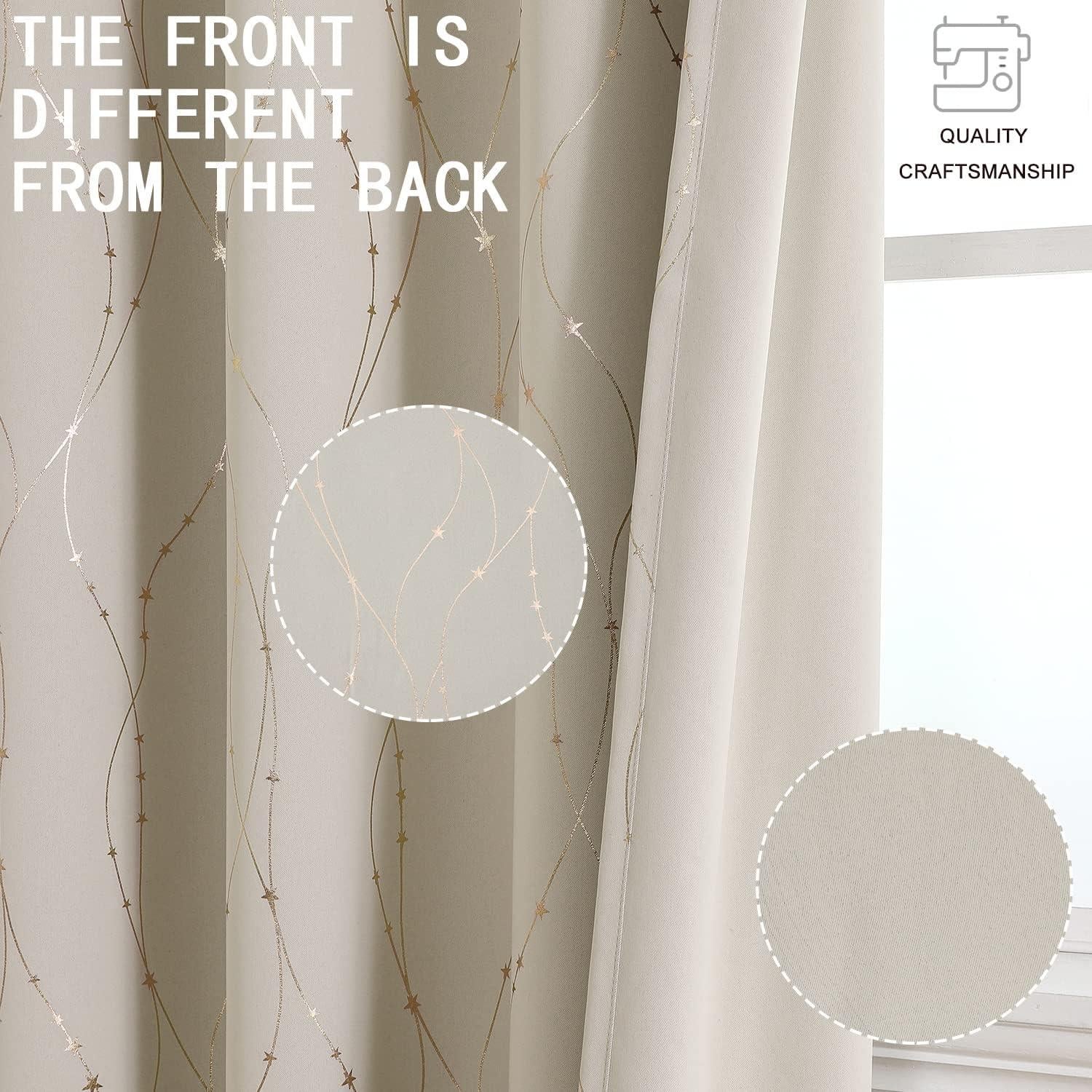 Cortinas Opacas SMILE WEAVER 132x160 cm Beige Dorado 2 Paneles