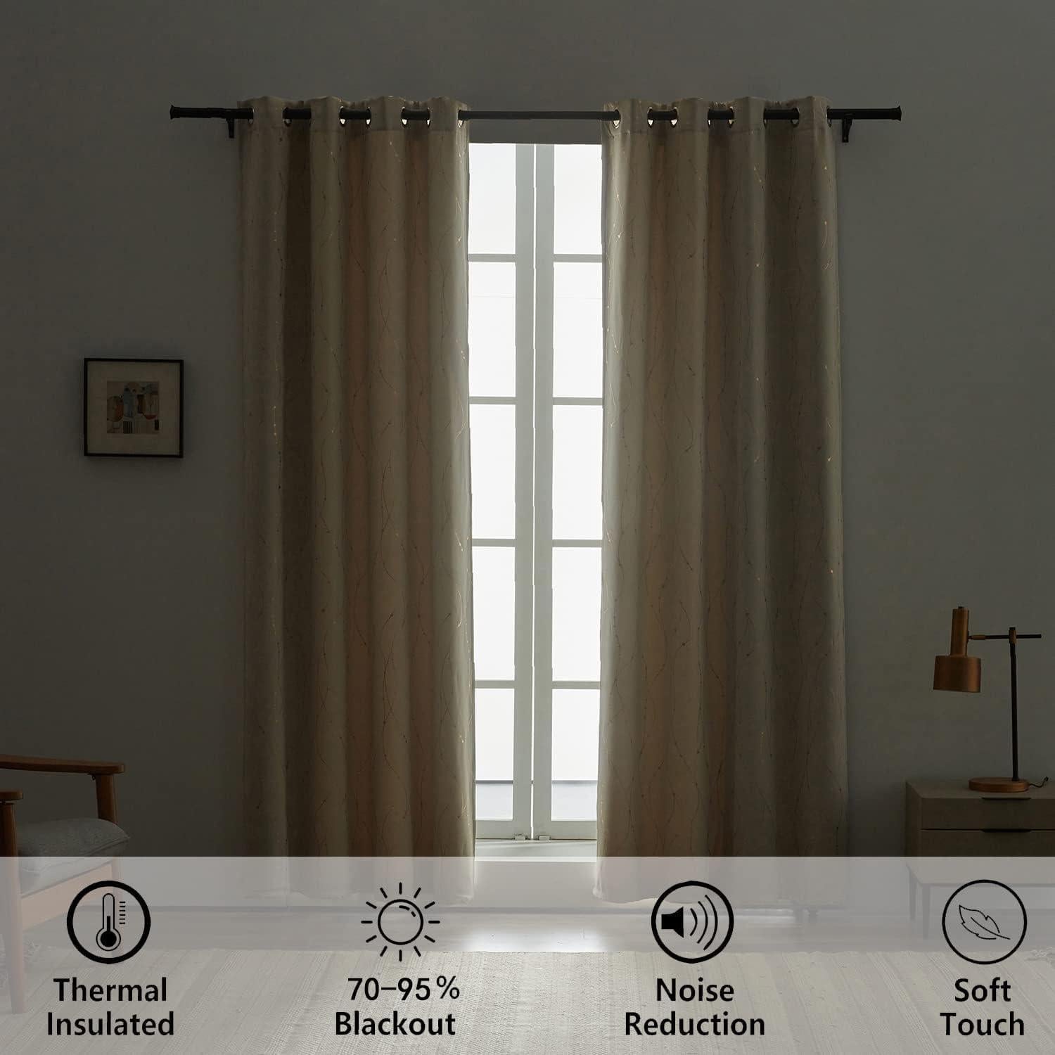 Cortinas Opacas SMILE WEAVER 132x160 cm Beige Dorado 2 Paneles