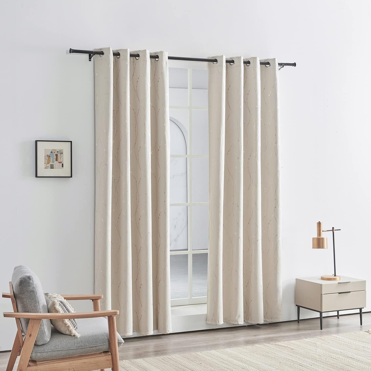 Cortinas Opacas SMILE WEAVER 132x160 cm Beige Dorado 2 Paneles