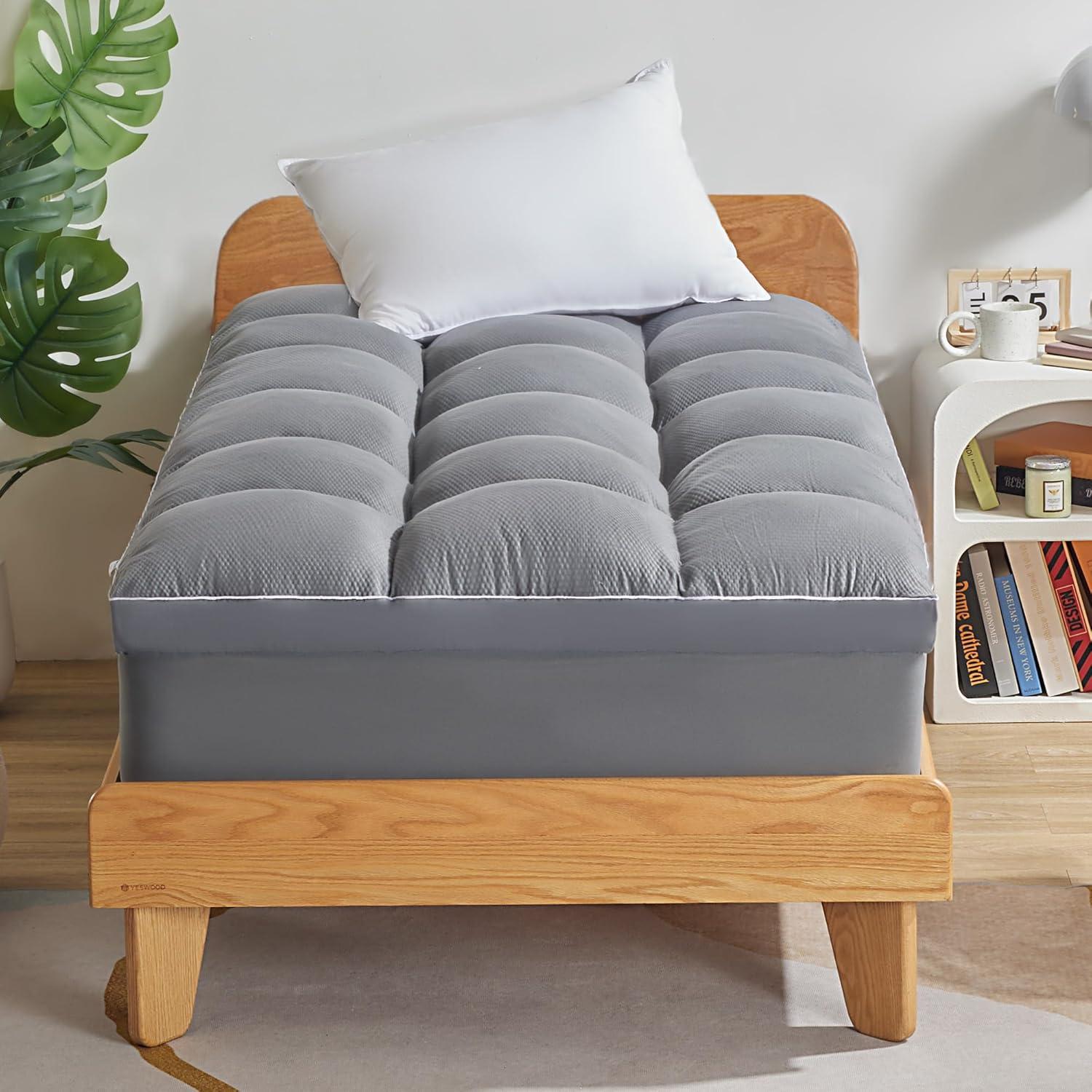 Cubre Colchón SLEEP ZONE Individual Acolchado Suave Gris