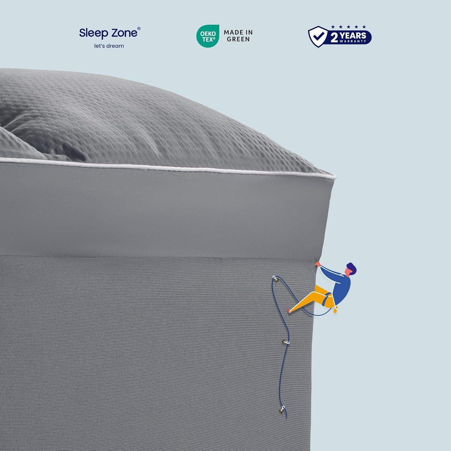 Cubre Colchón SLEEP ZONE Individual Acolchado Suave Gris